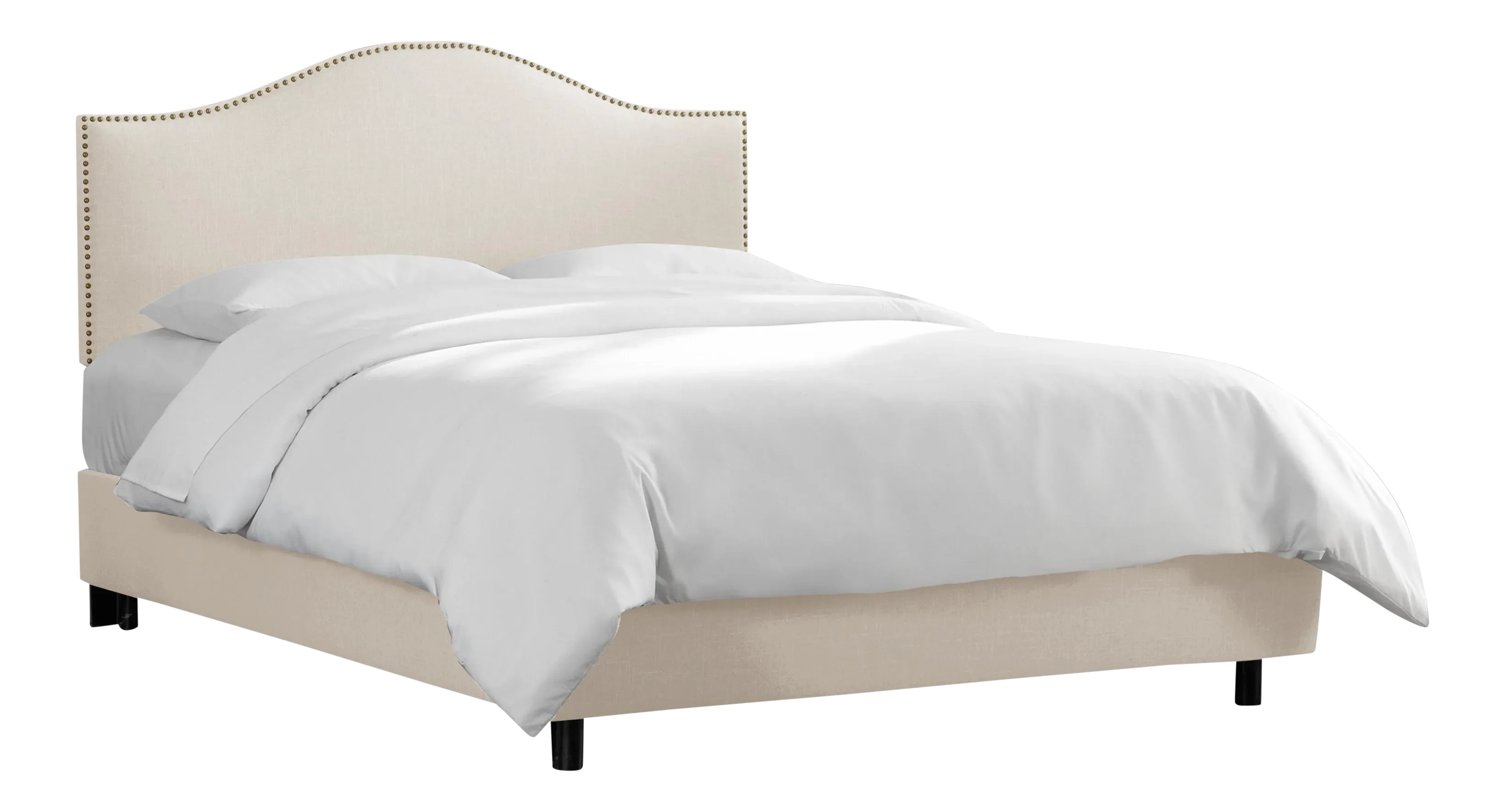 Linen Talc Queen Nail Button Bed Chairish