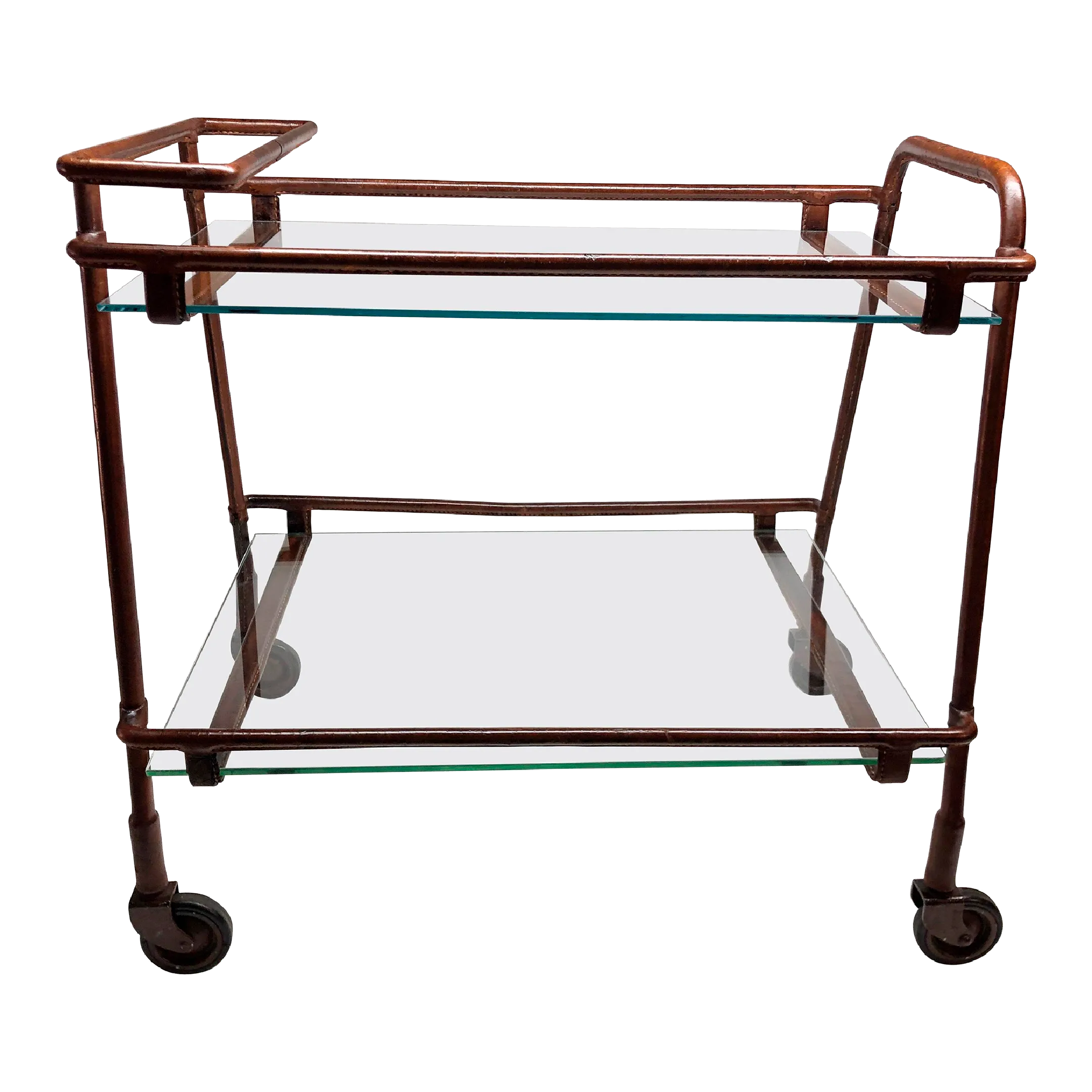 Mid 20th Century Jacques Leather Bar Cart Chairish