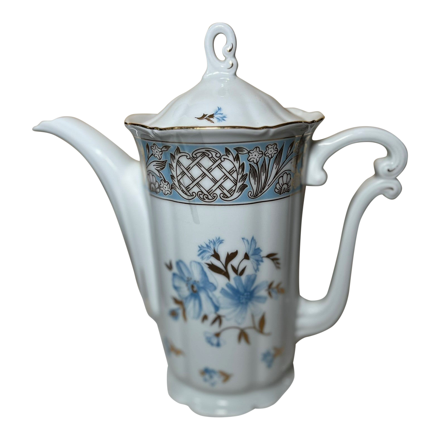1970s Haas & Czjzek Czech Coffee/Tea Pot - Embossed Rim, Blue