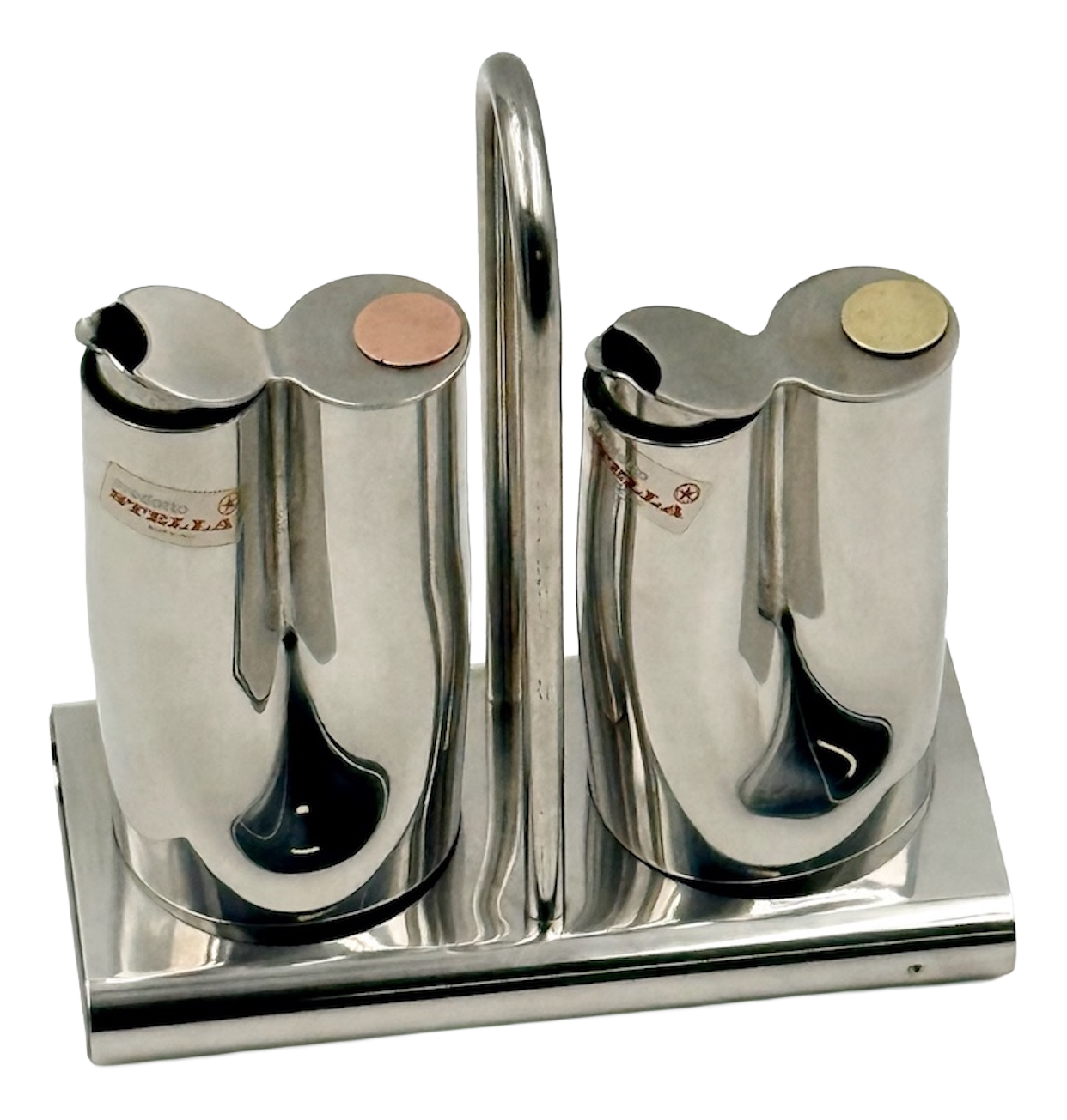 Italian Stainless Steel Table Condiment Set by Stella for Metallurgica Lux, 1970s, Set of 6