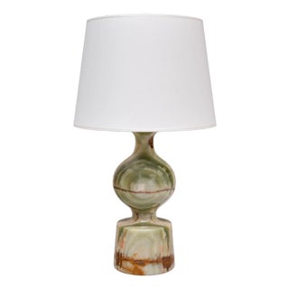 Onyx Table Lamp with Ivory Shade, Italy, 1970s | Chairish