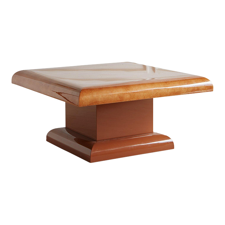 Parchment Pedestal Coffee Table Attributed to Aldo Tura, Italy 1970s