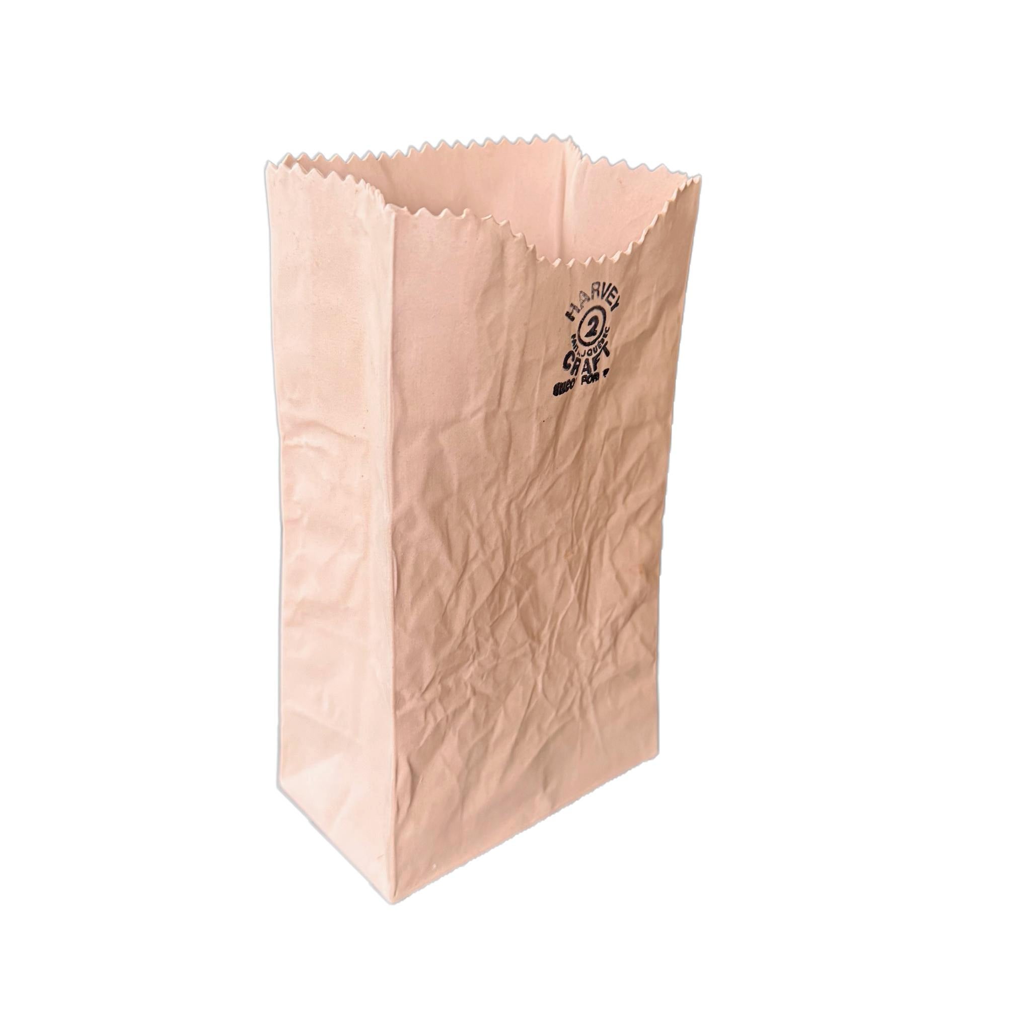 1980s Michael Harvey Ceramic Paper Bag Vase | Chairish