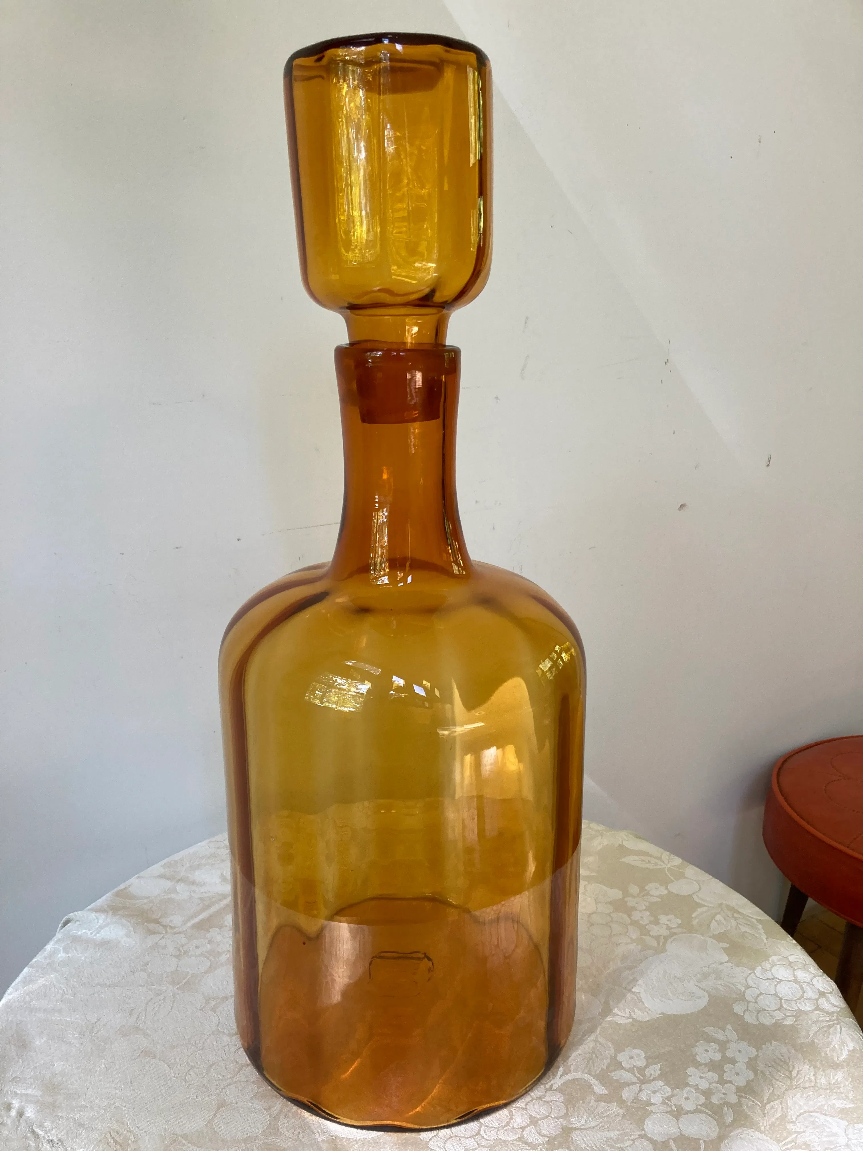 Mid 20th Century Blenko Floor Decanter Vessel With Stopper