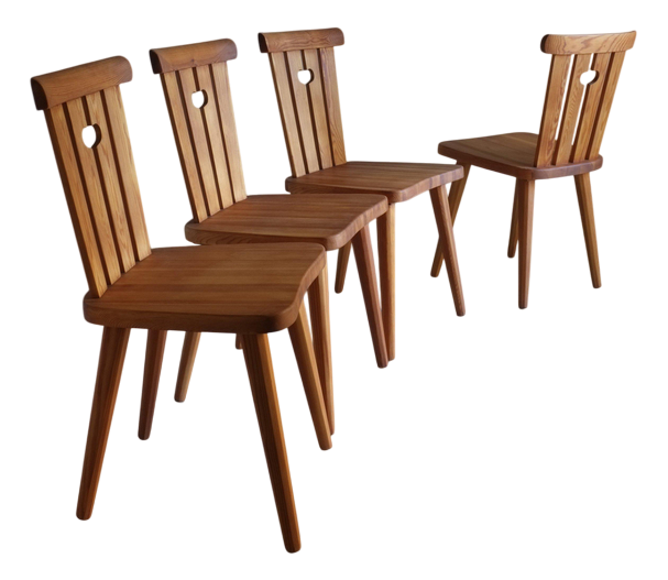 Rustic Pine Chairs by Goran Malmvall, Sweden, 1940s, Set of