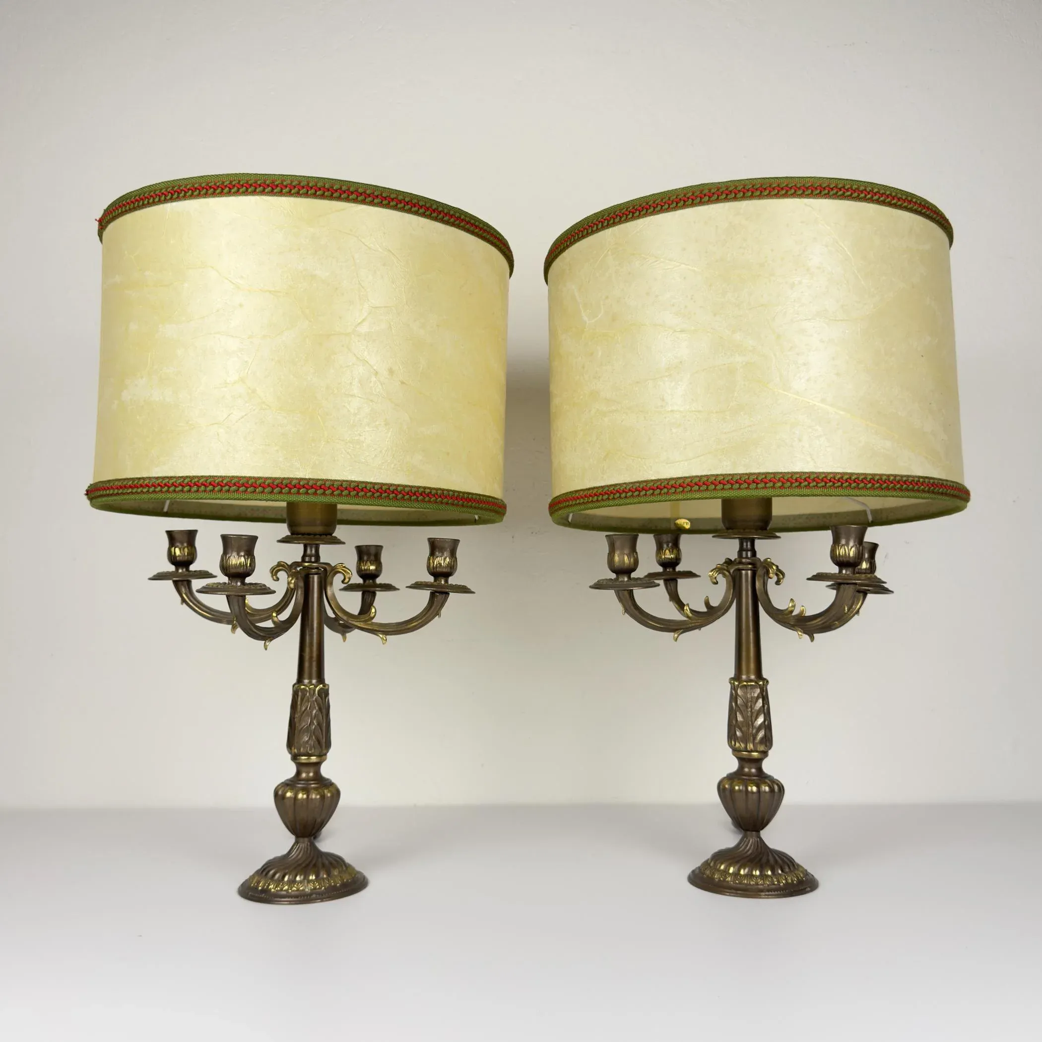 Vintage Large Bronze Table Lamps, Italy, 1950s, Set of 2