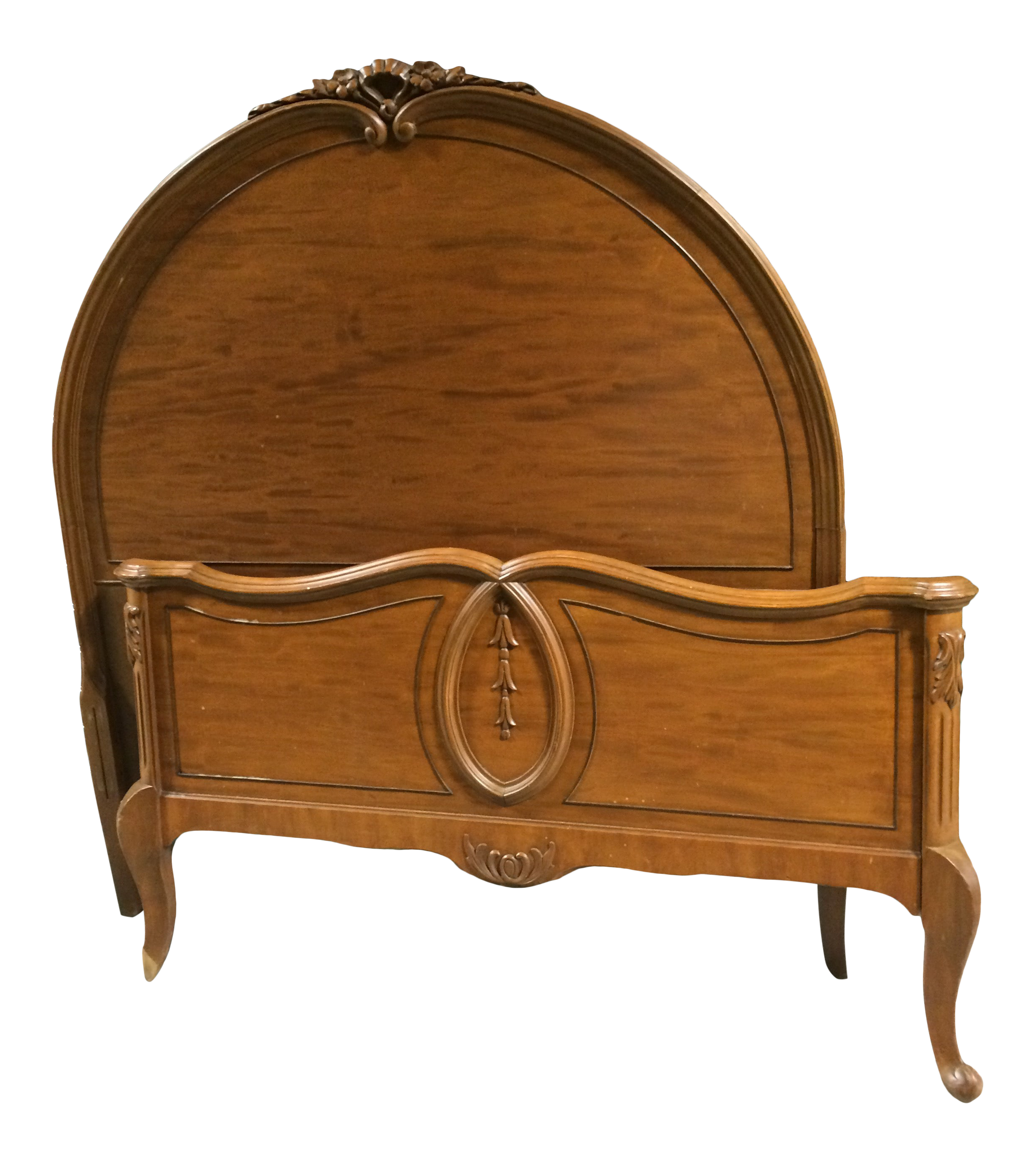 Antique French Twin Bed Headboard And Footboard With Carved