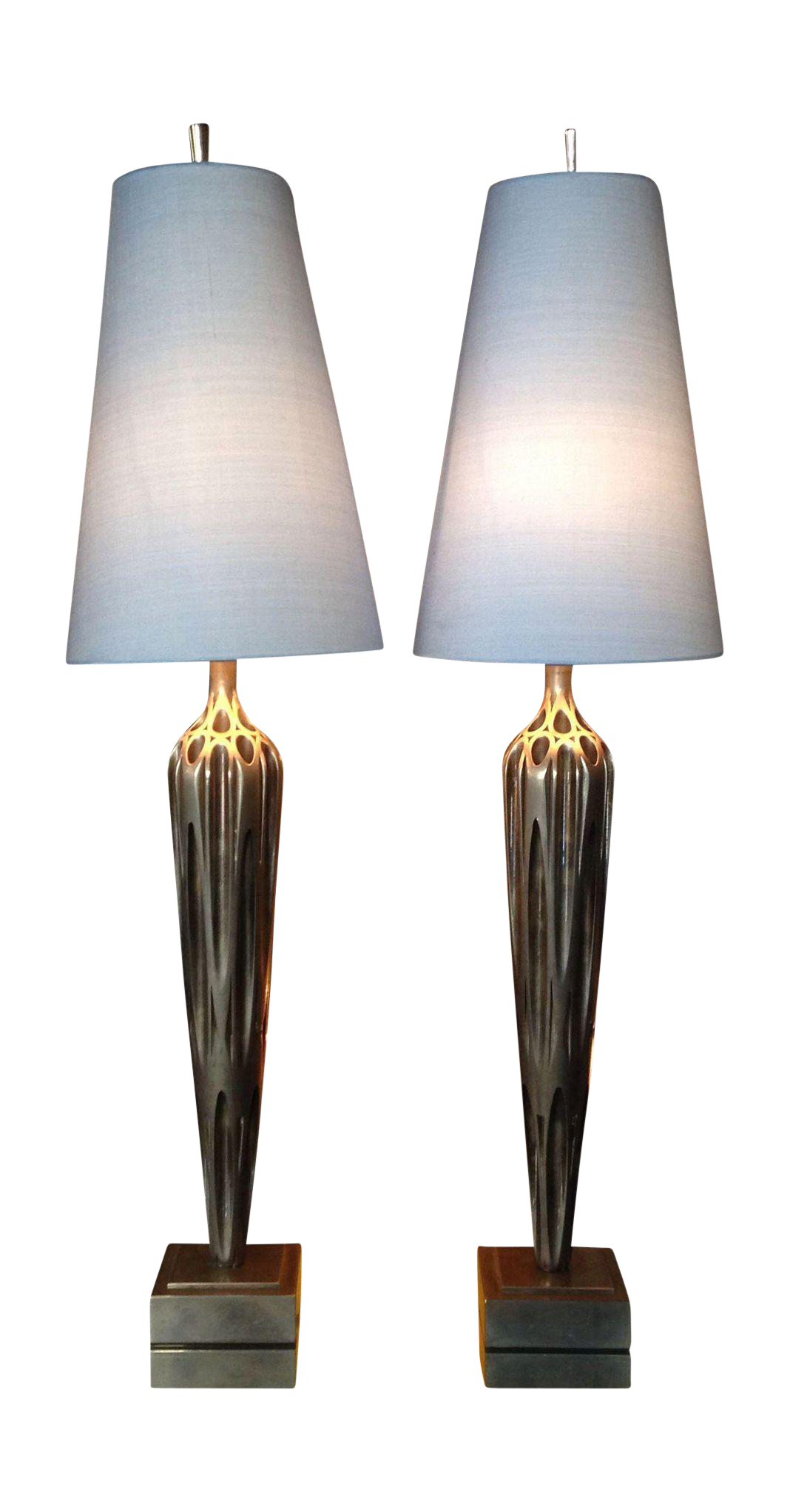 Steel Art Deco Lamps A Pair Chairish