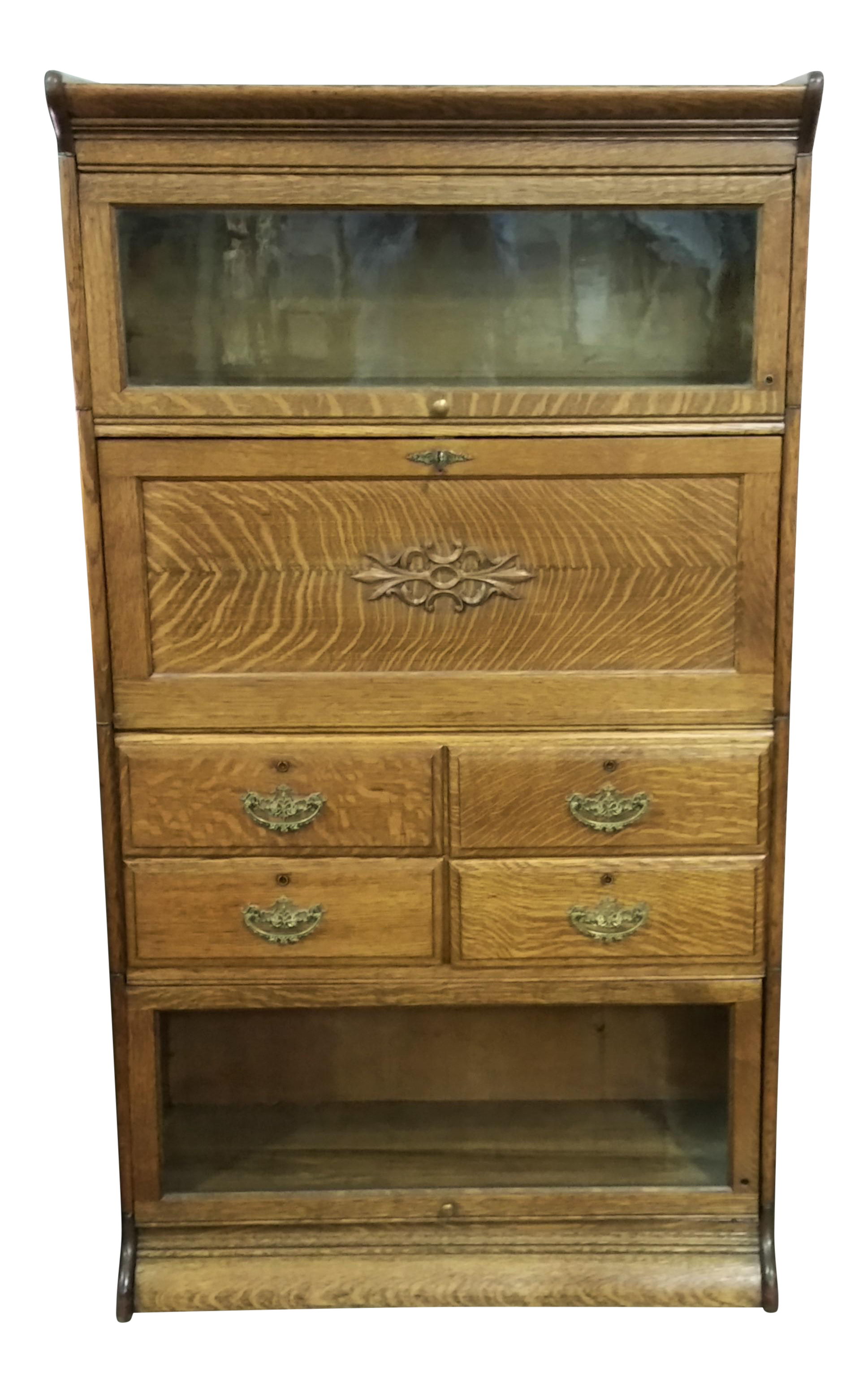 Vintage American Oak Lawyers Barrister Bookcase / Desk Chairish