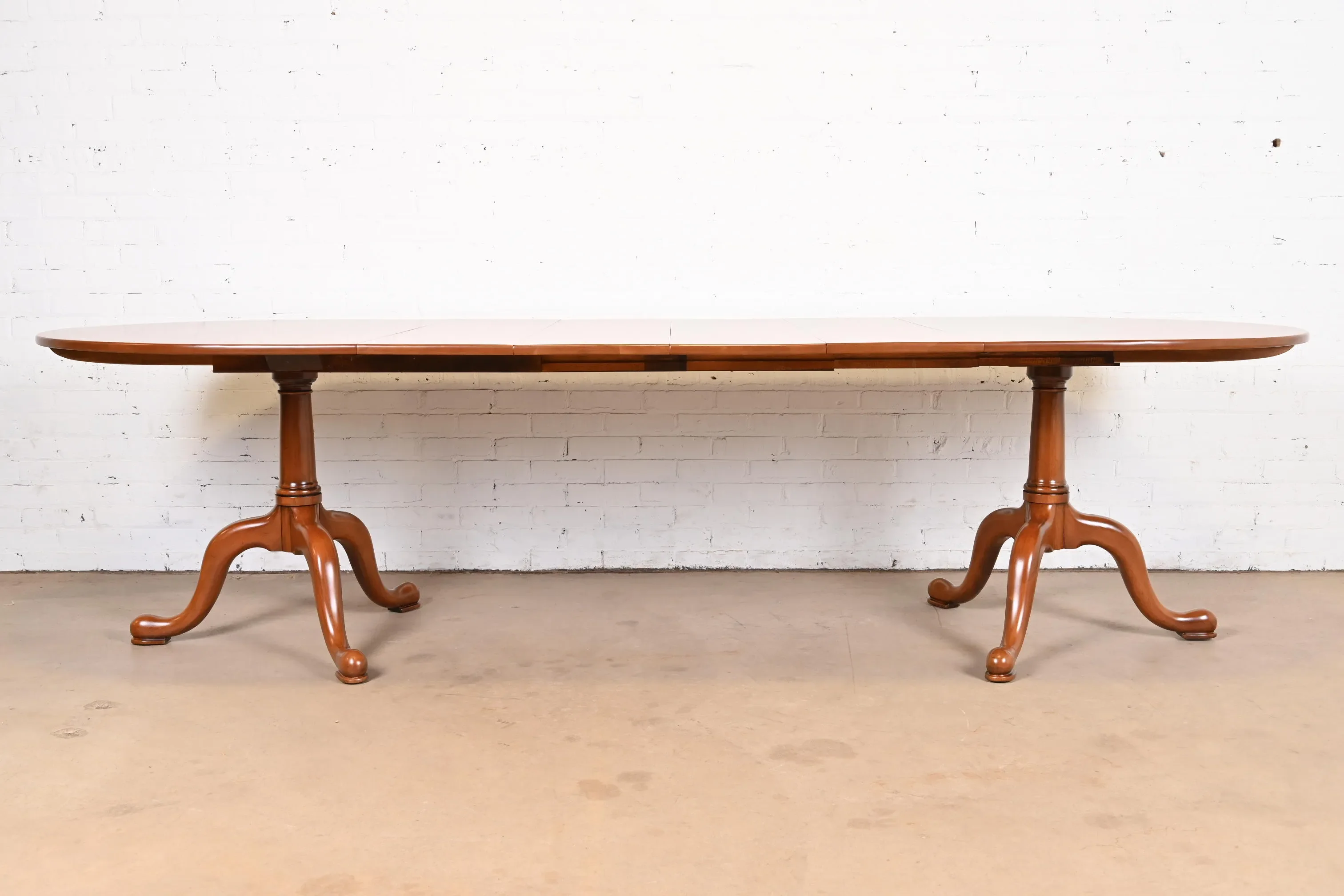 Henkel Harris Georgian Solid Cherry Wood Double Pedestal Extension