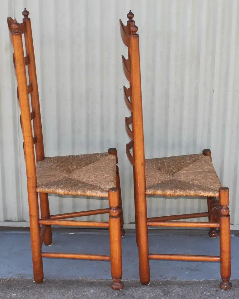 Early 19th C Delaware River Valley Ladder Back Chairs, 2