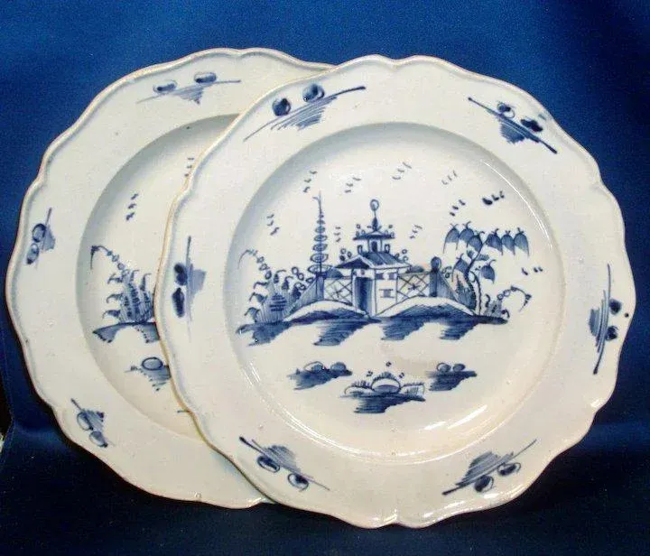 Ceramic Blue And White Tin Dishes 18th Century English Creamware