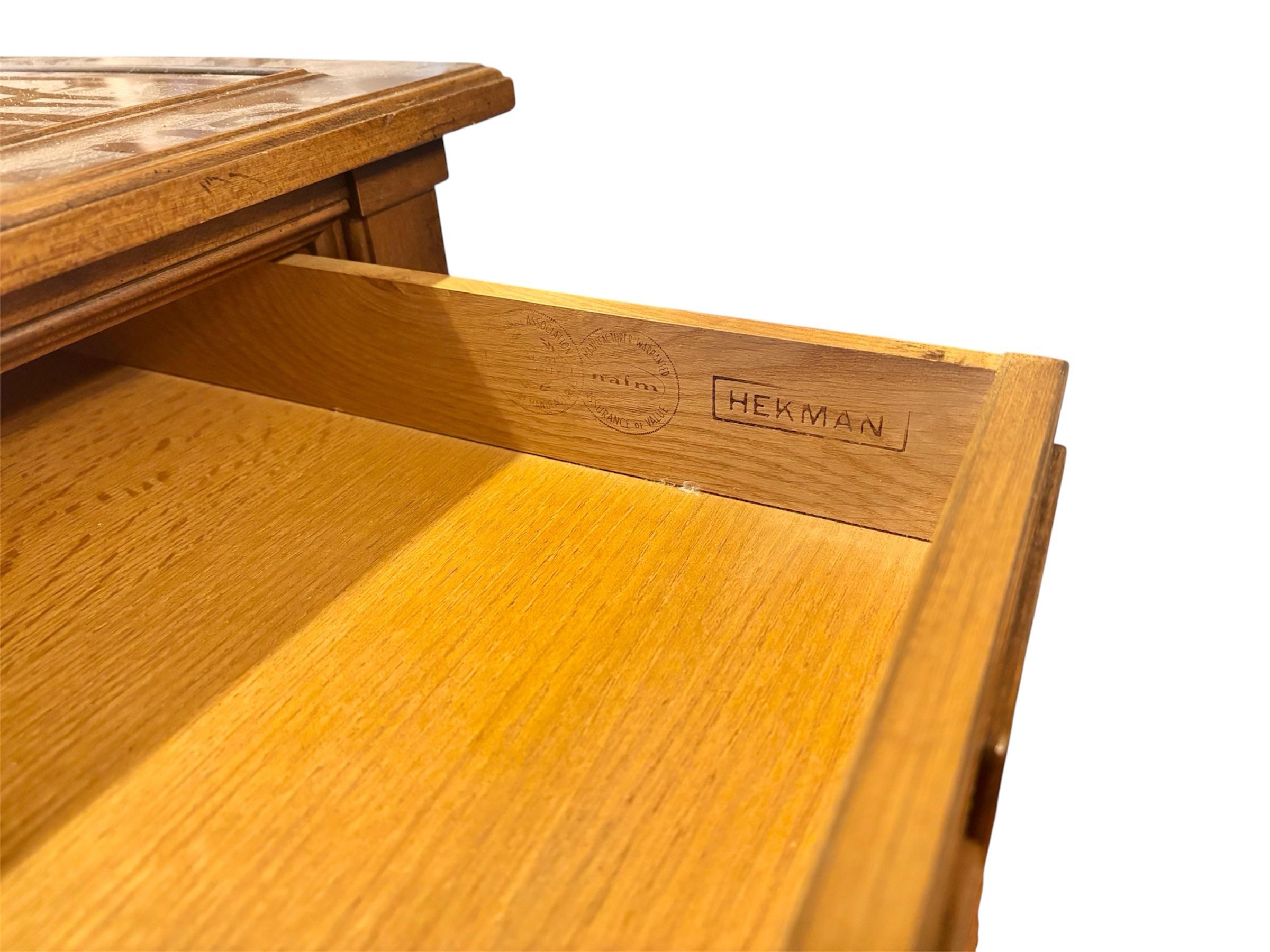 1960 Mid Century Modern Hekman Large Nightstand 2 Drawers End Side