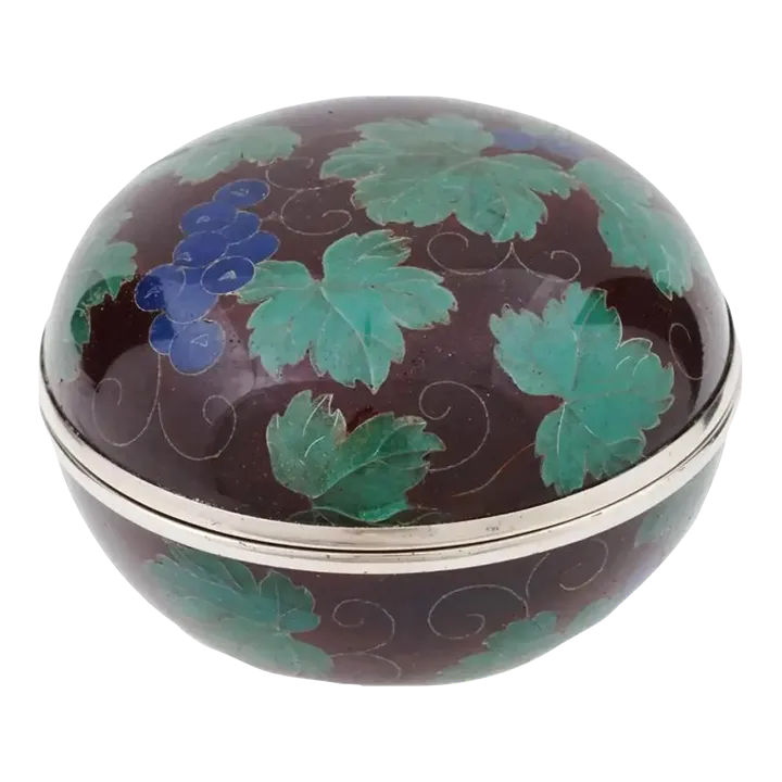 Early 20th Century Japanese Covered Grape Plique a Jour Enamel Kogo Box