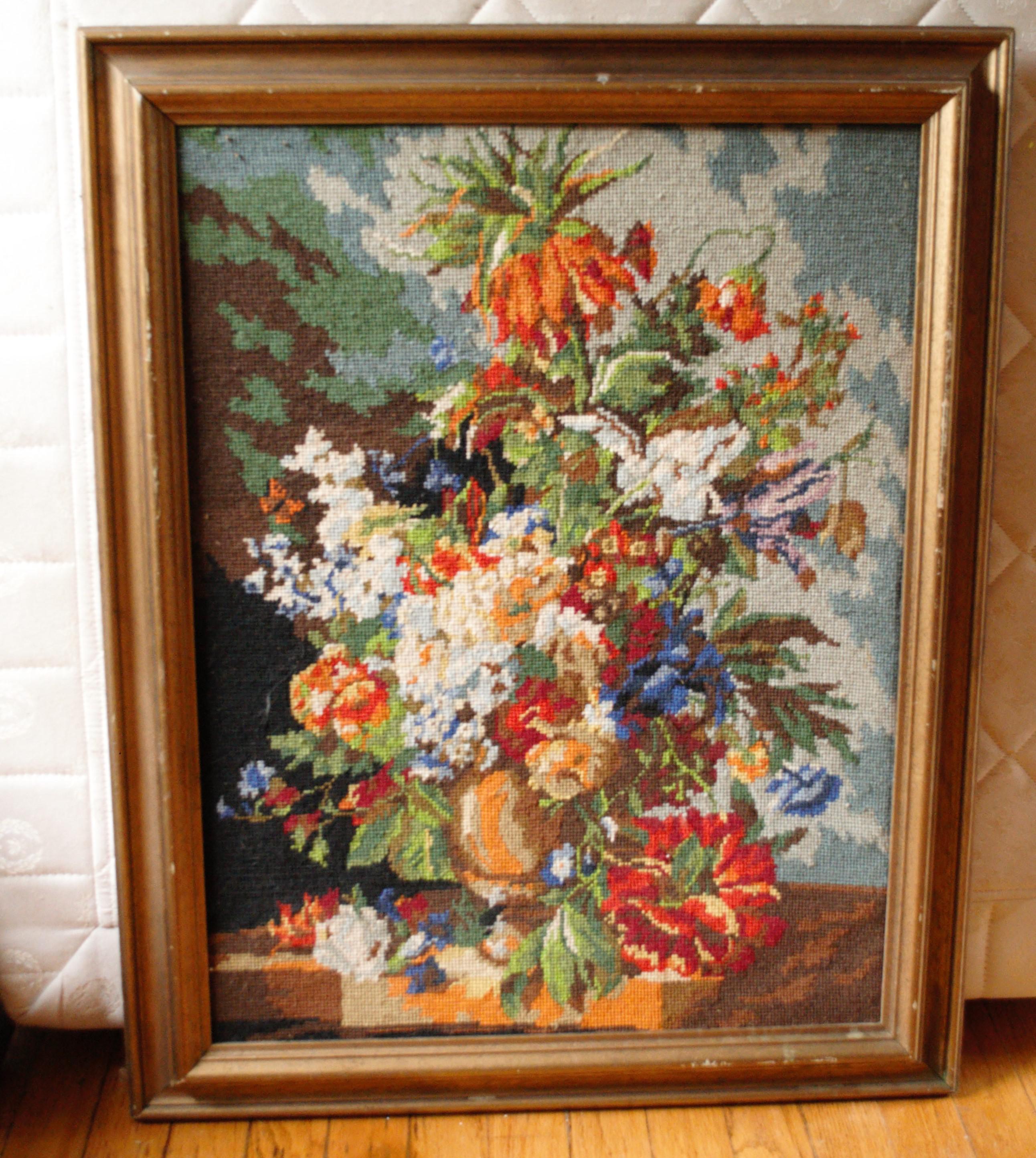 【お1人様1点限り】 1960s Vintage Framed Needlepoint Textile Art | Chairish 絵画