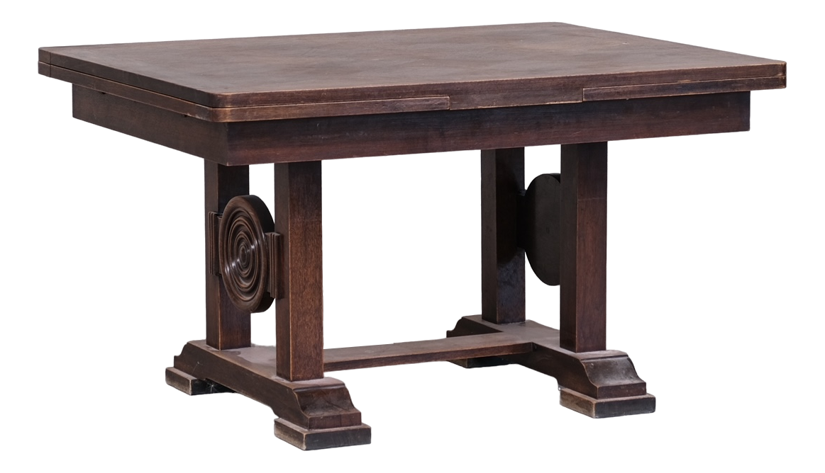 Deco French Oak Dining Table in the style of Dudouyt attributed to Charles Dudouyt