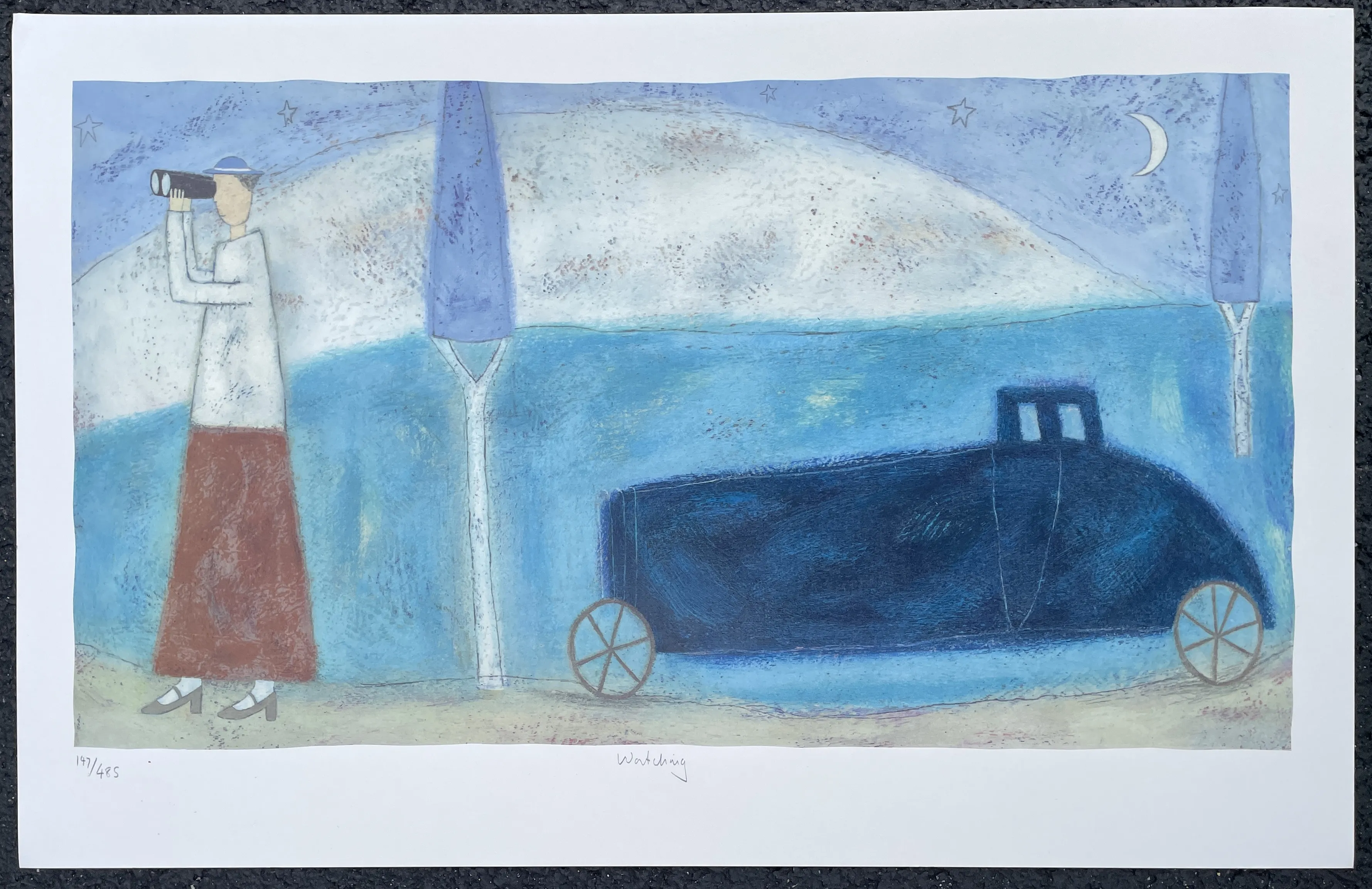 Paula McArdle Watching Serigraph | Chairish 