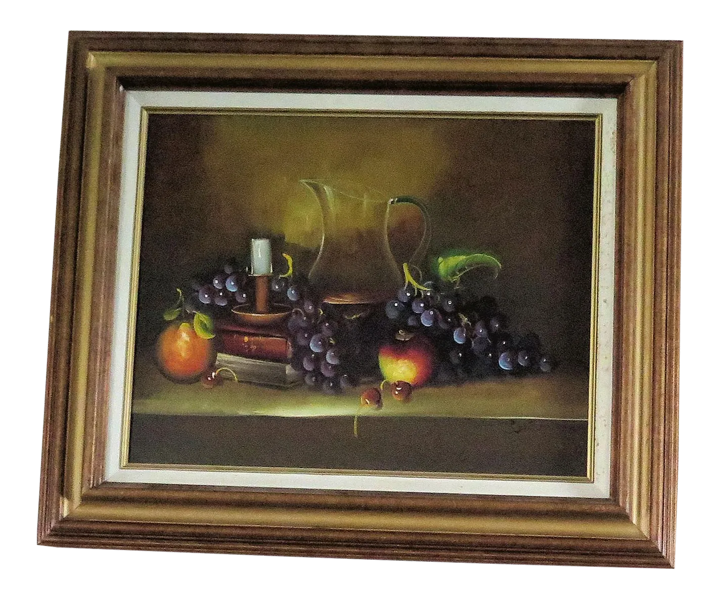 Realistic Oil Still Life of Fruit/Signed, Framed