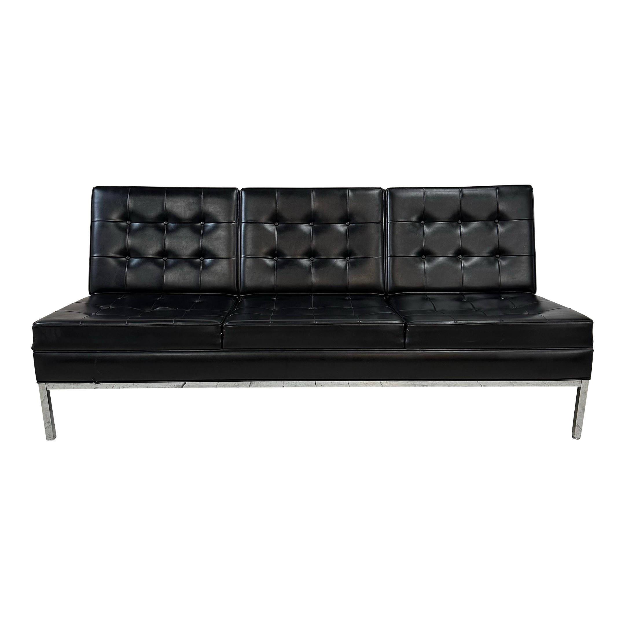 Knoll Black Vinyl Sofa by Florence Knoll Chairish