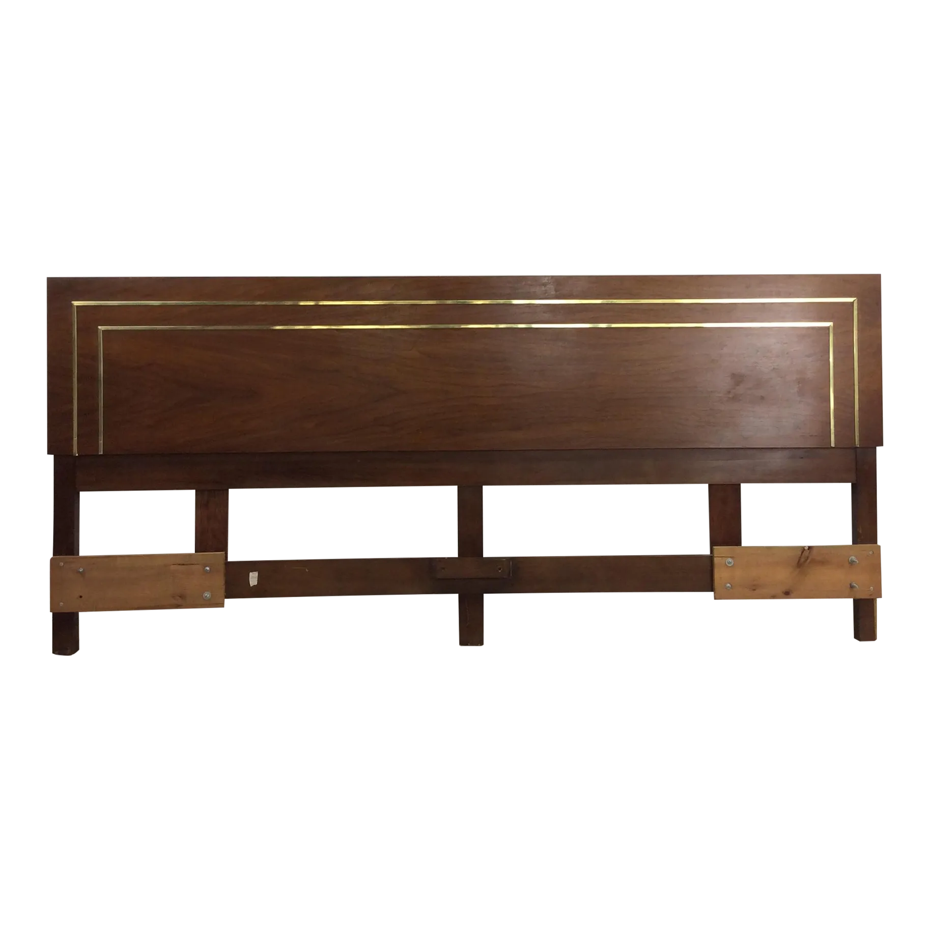 Mid Century Modern Grand King Sized Walnut & Brass Headboard Chairish