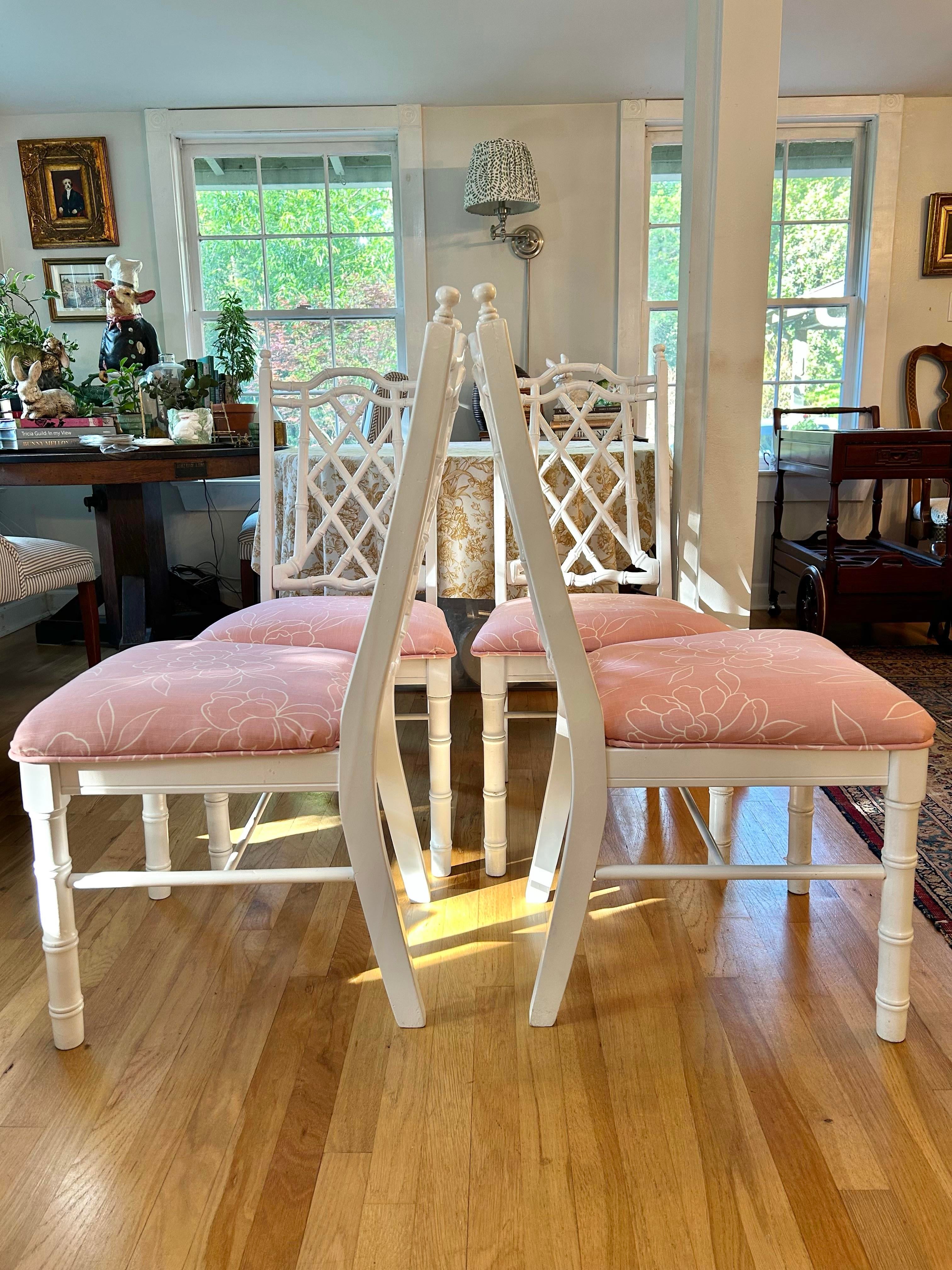 1960's Chinese Chippendale Faux Bamboo Dining Chairs by Liberty