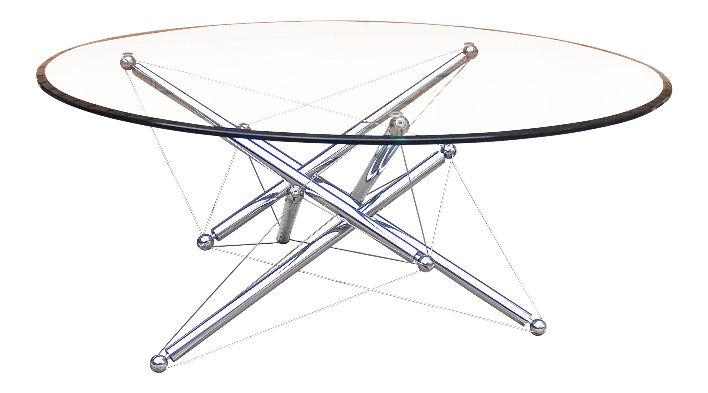 Modern Tensegriy Chrome Glass Coffee Table