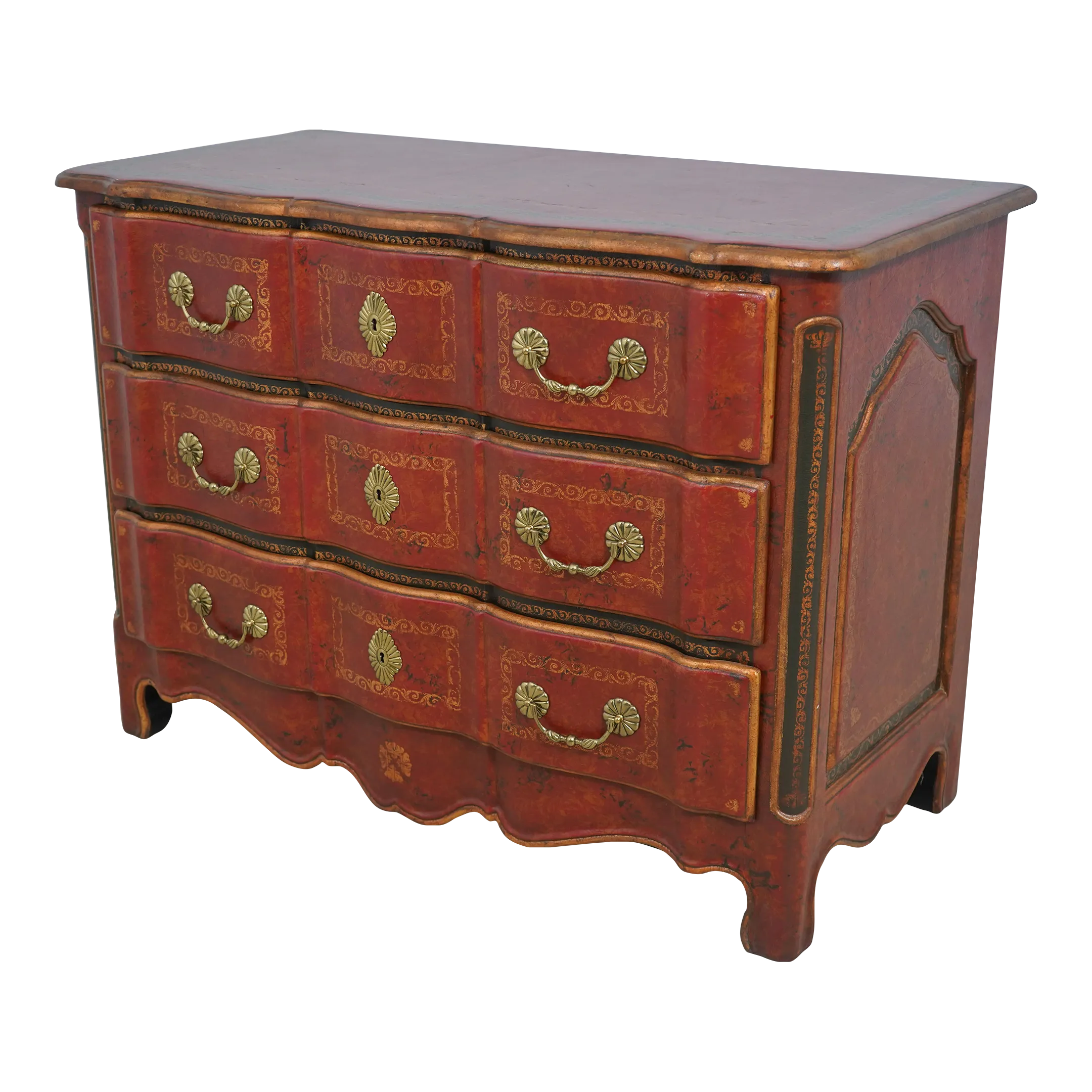 Theodore Alexander Leather Wrapped Commode Chest