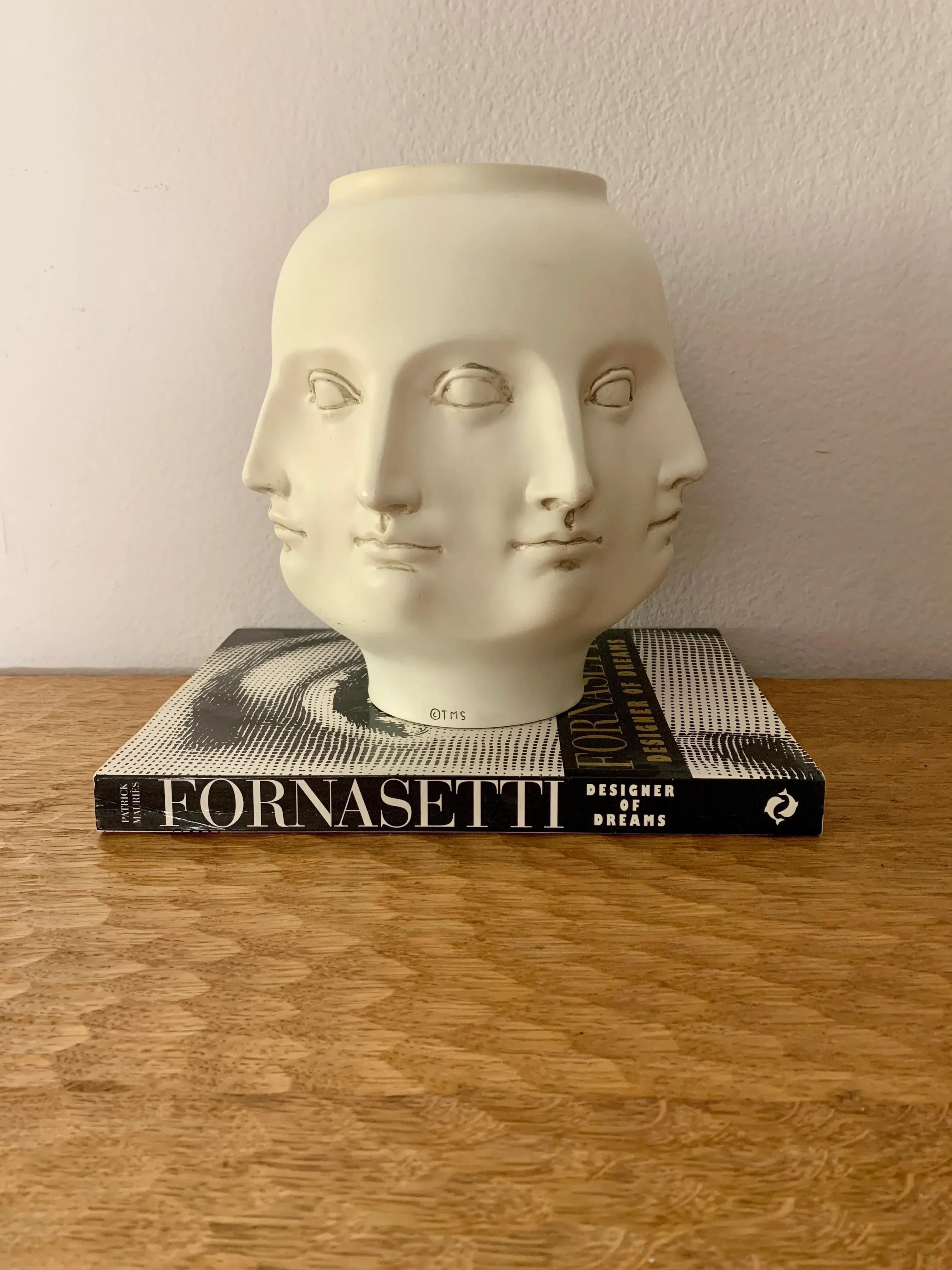 Abstract Fornasetti Style Sculpture TMS Perpetual Face Vase