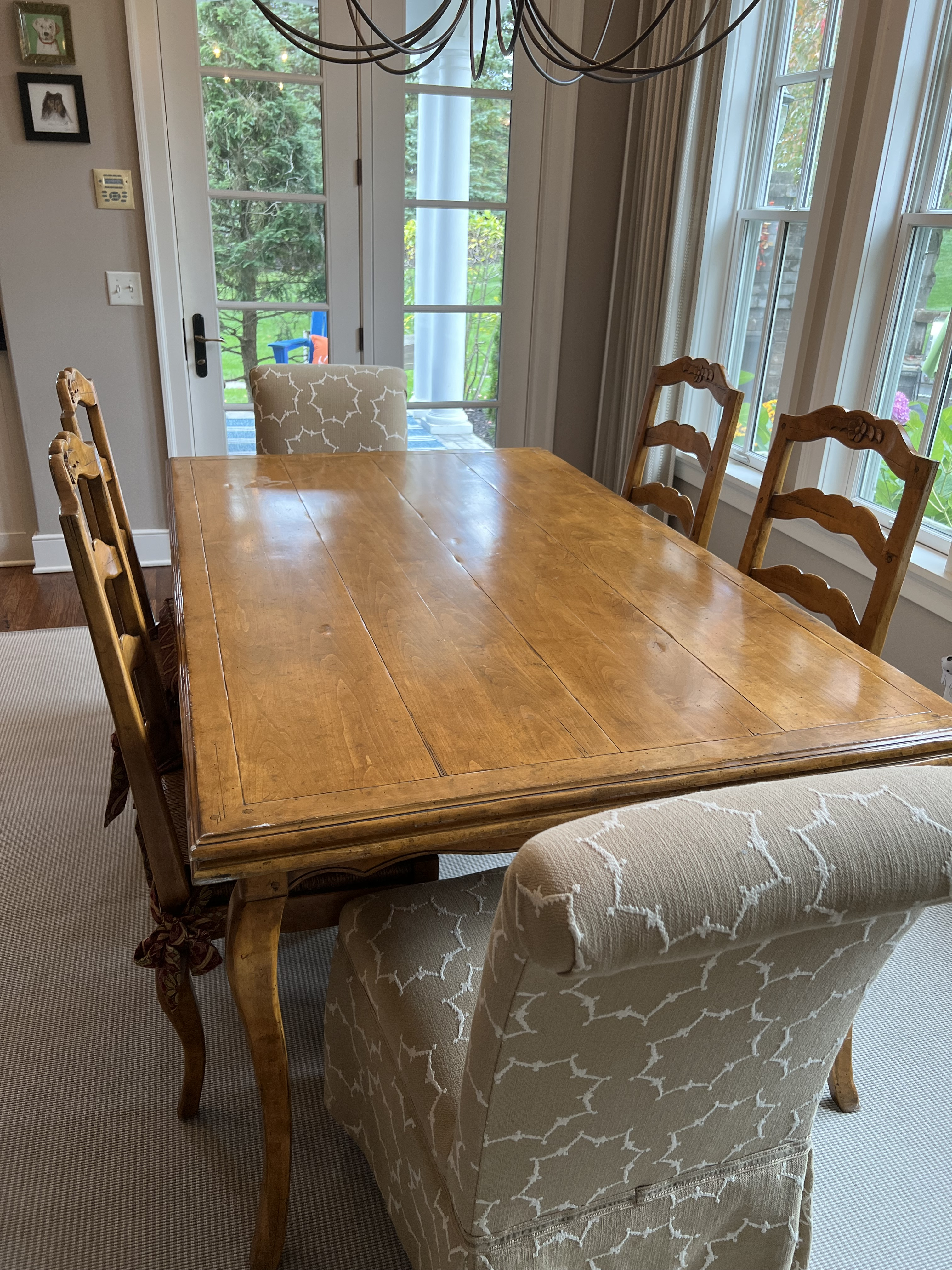 French Country Dining Room Table With Chairs and Bench Set of 8