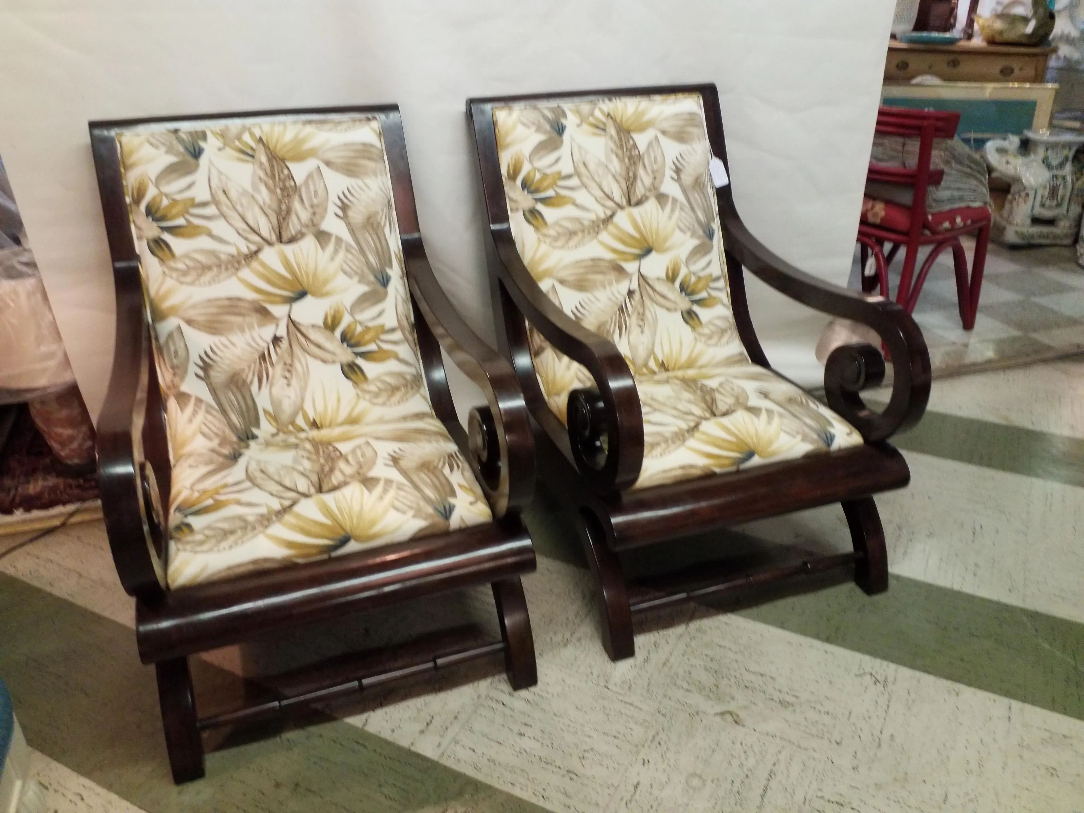 British Colonial Style Plantation Chairs - a Pair, image size:4128x3096