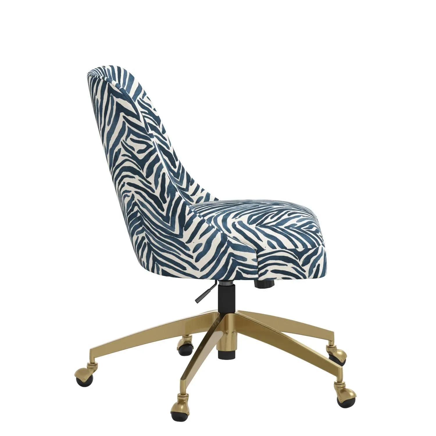 Brynn Office Chair with Gold Base in Washed Zebra Blue Chairish