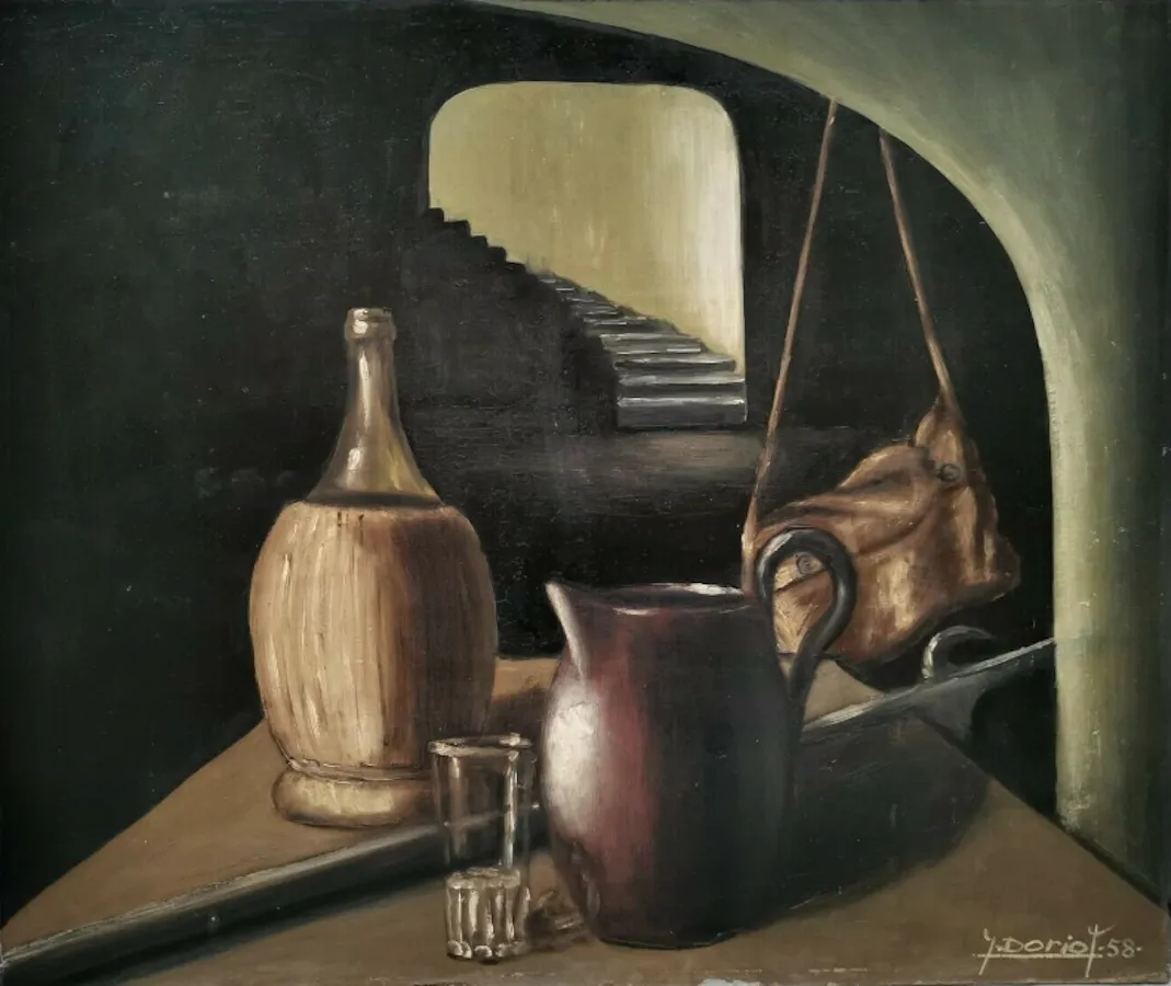 Y. Doriot, Still Life, 1958, Oil On Board