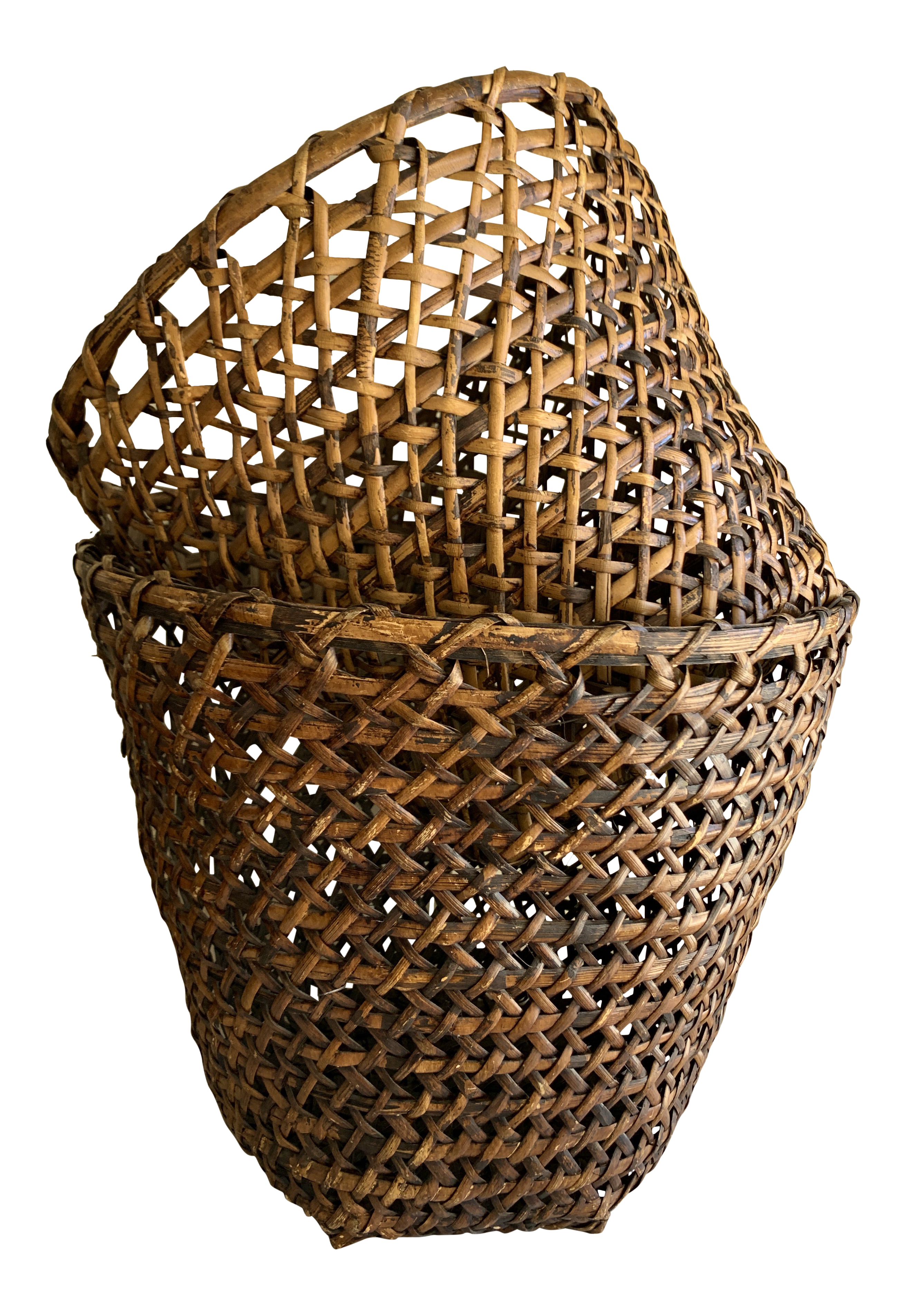 Rustic Woven Wood Storage Decor Baskets Set Of Two Chairish