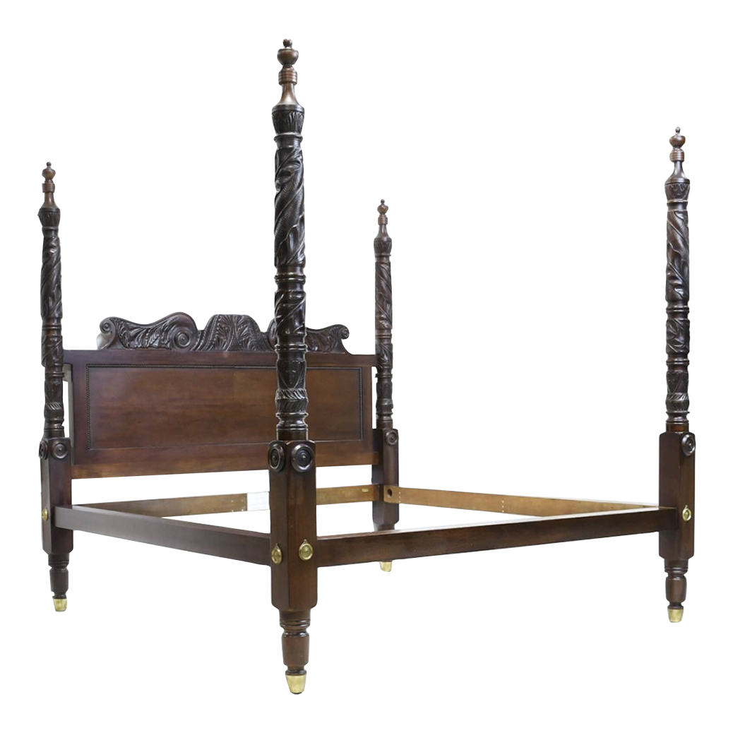 Vintage Ralph Lauren King Carved Safari Westminster 4 Poster Mahogany