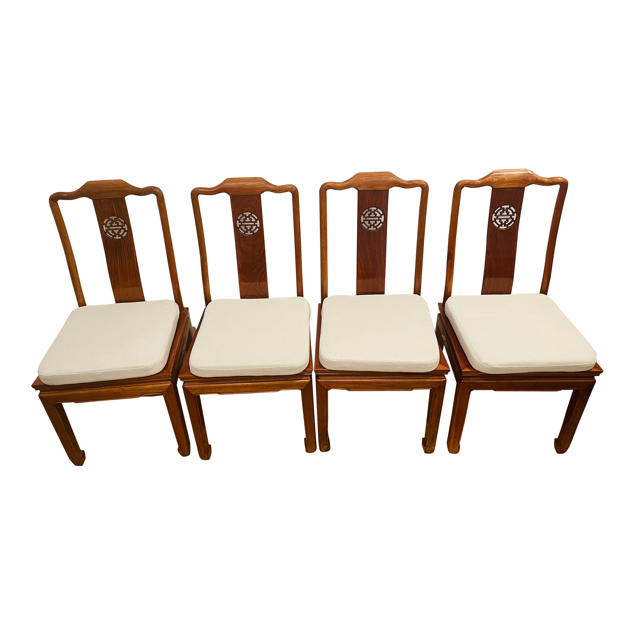 Gorgeous Set Chinese Teak Wood Dining Chairs Chairish