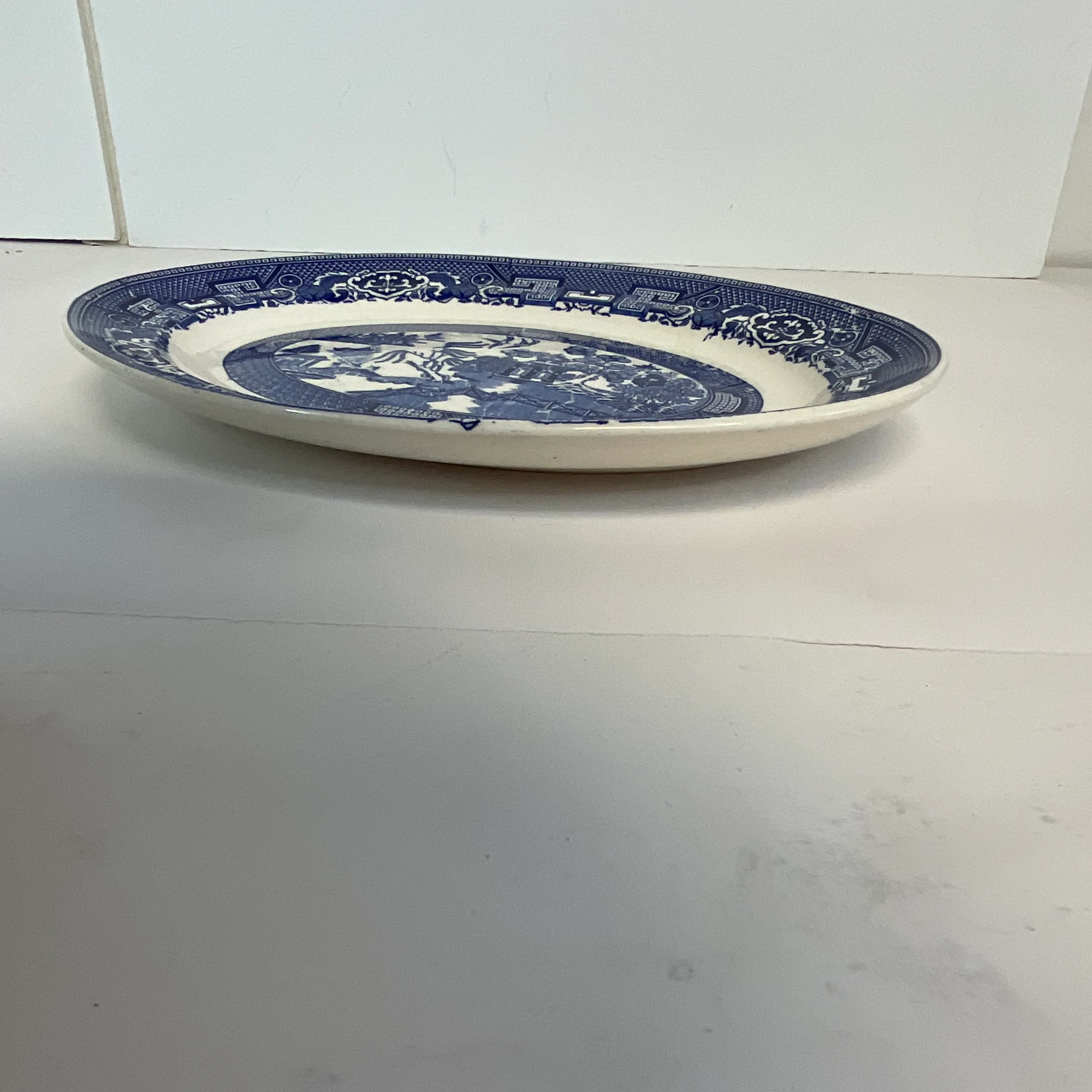 1940s Americana Chinoiserie Homer Laughlin Blue Willow Platter