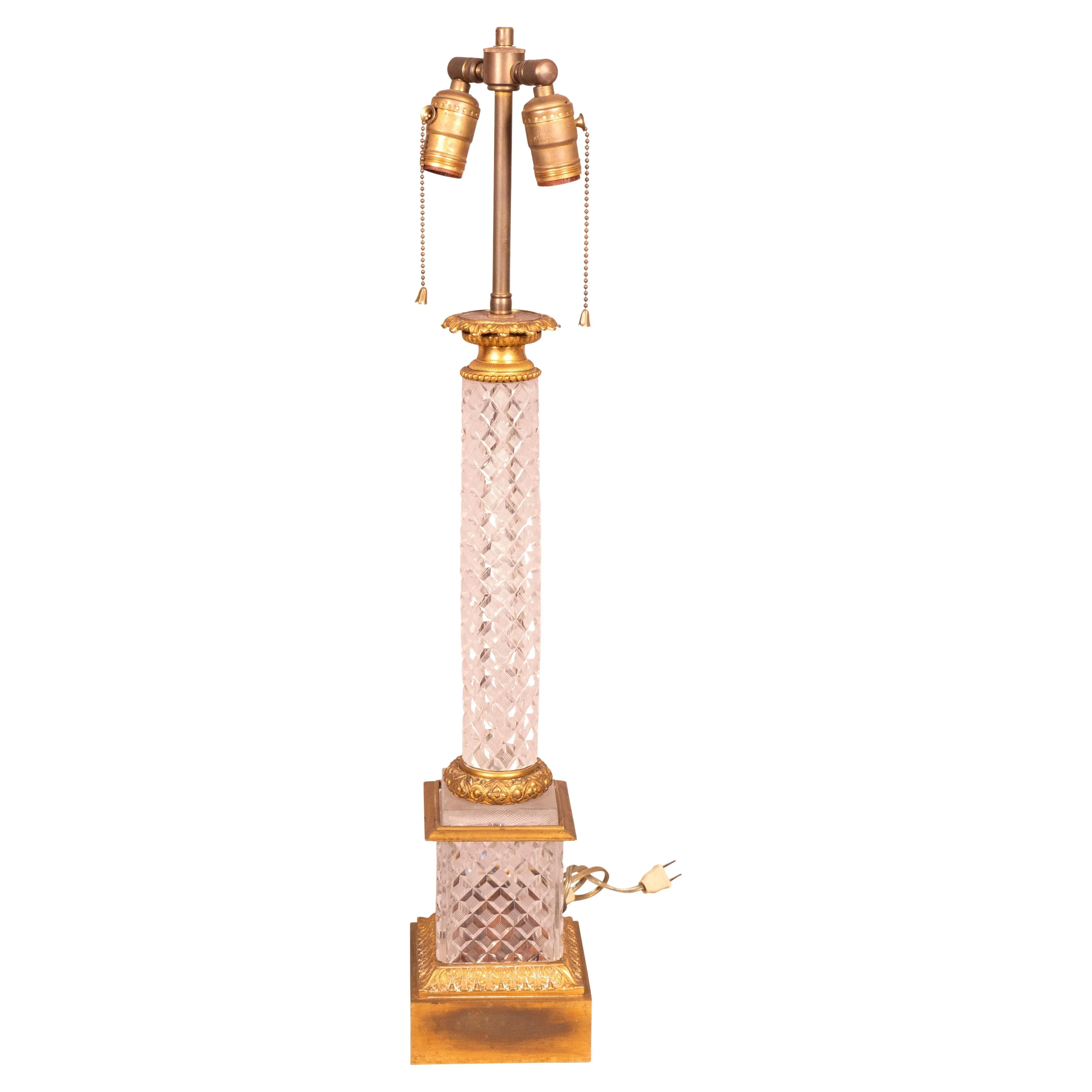 Baccarat Style Cut Glass and Bronze Mounted Table Lamp main image 0