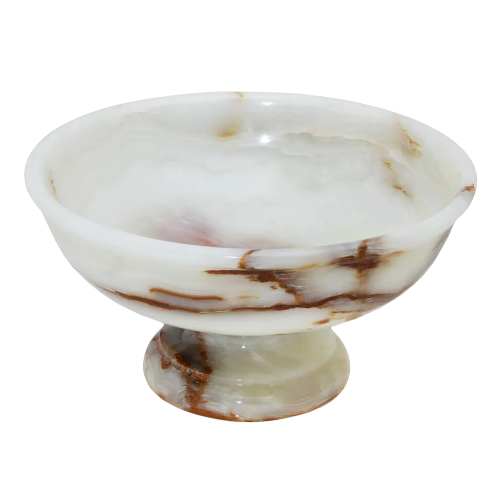 White Marble Pedestal Bowl Chairish
