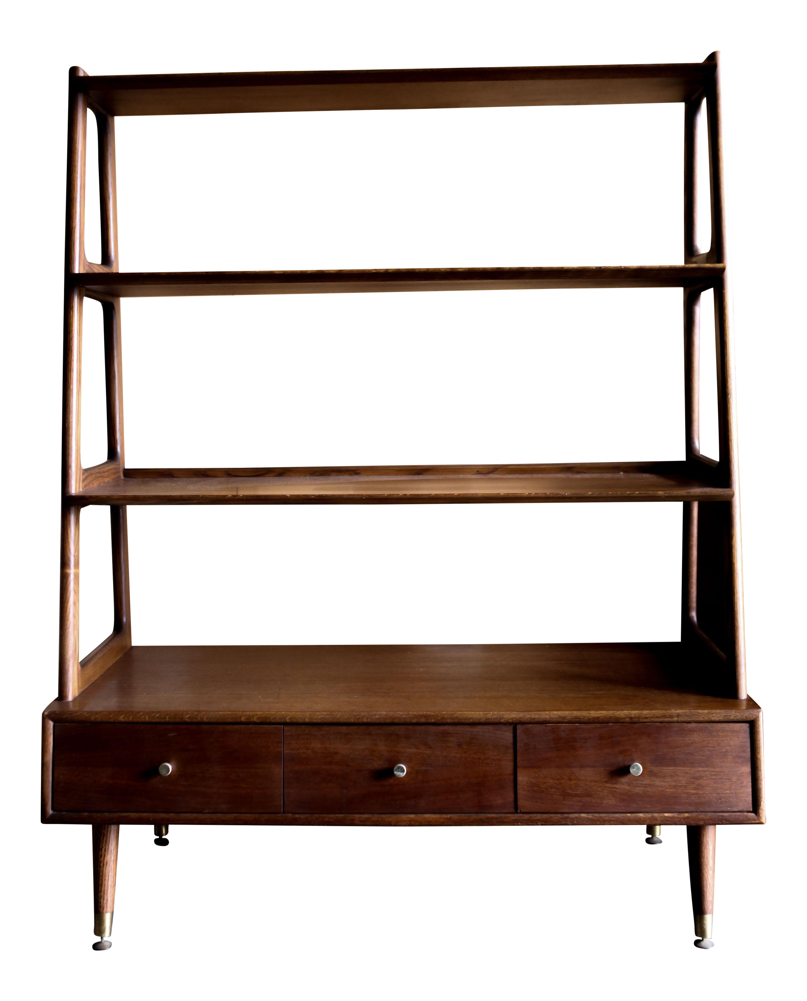 Saginaw Mid Century Modern Walnut & Ash Shelf Wall Unit