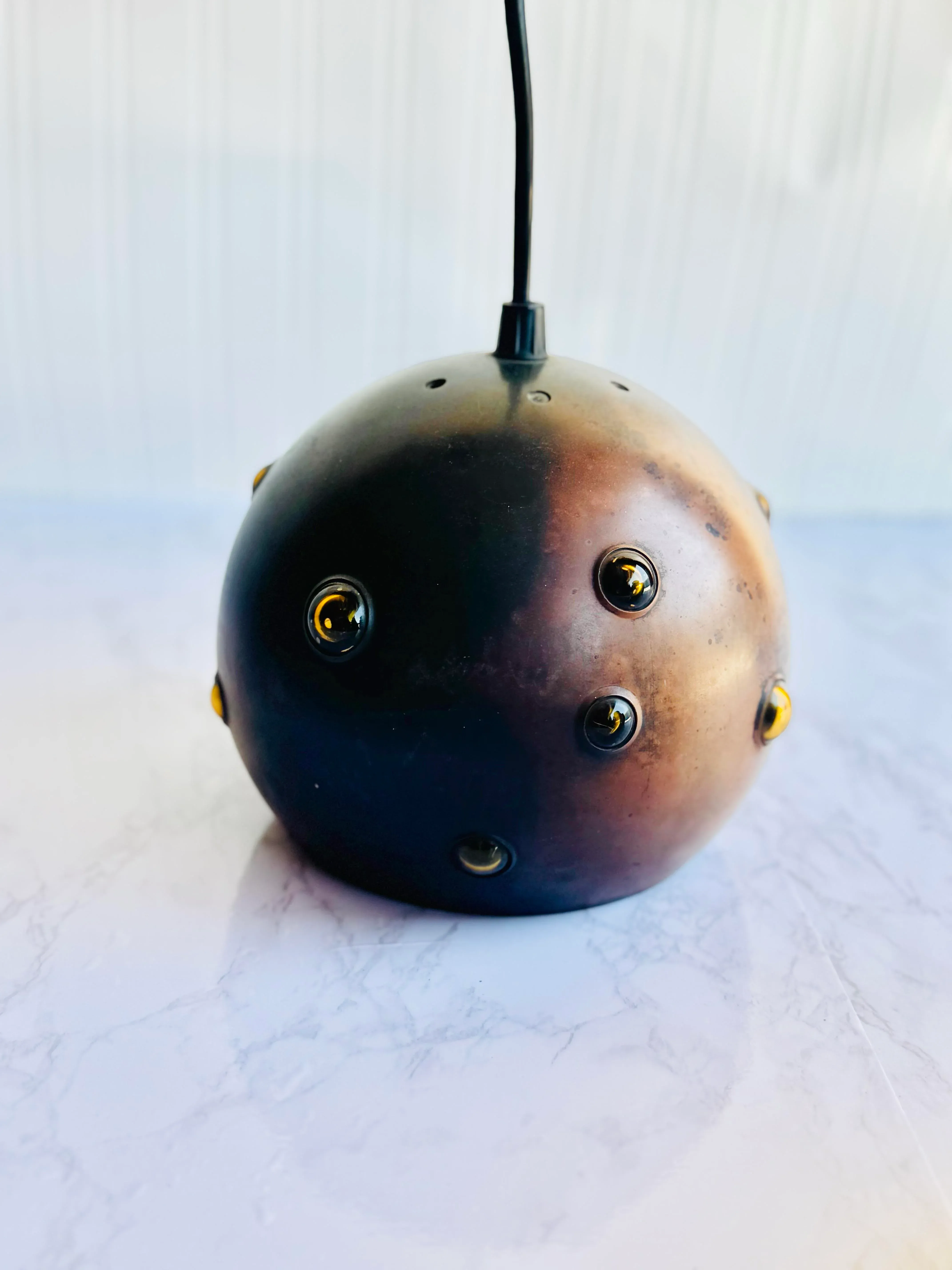 Mid-Century Modern Acid-Treated Copper Pendant Light Attributed to