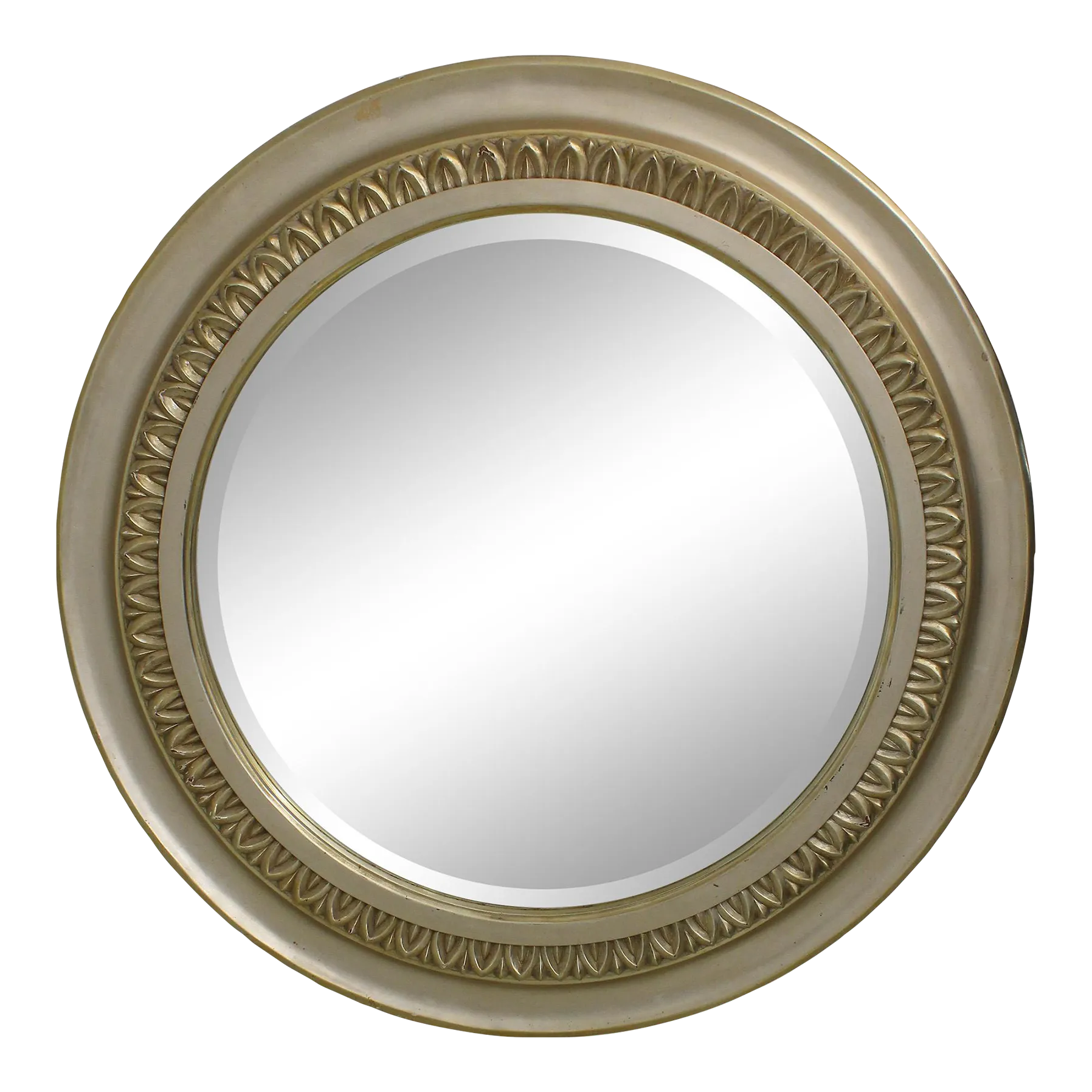 Large Round Silver Finish Beveled Glass Mirror Chairish