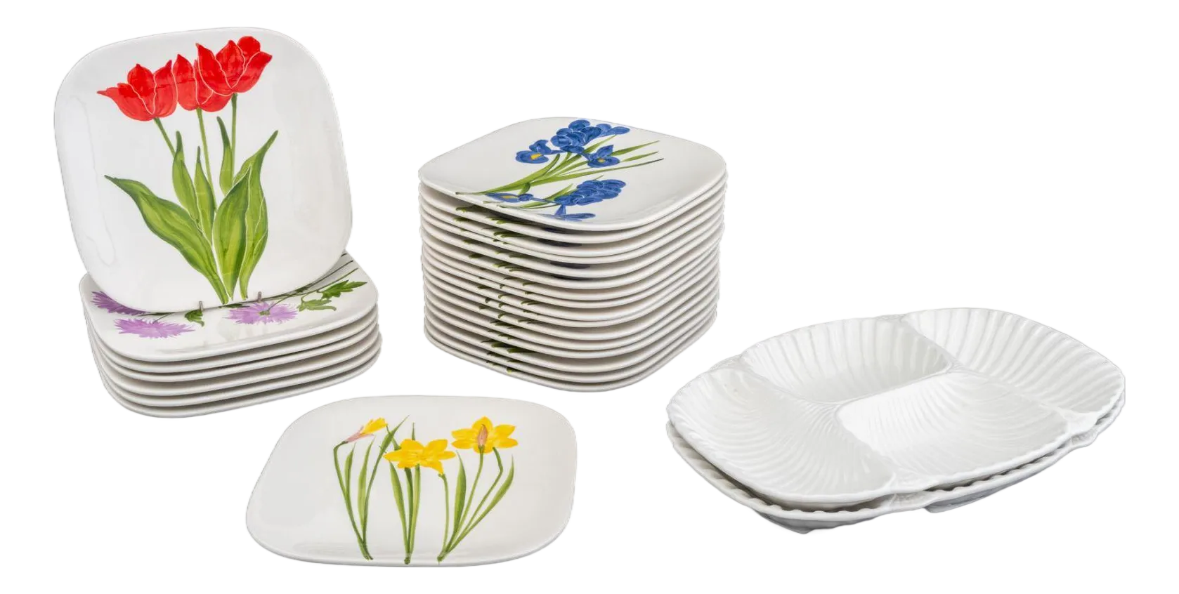 The Sea Gull Painted Ceramic Tableware, 26 Pcs.
