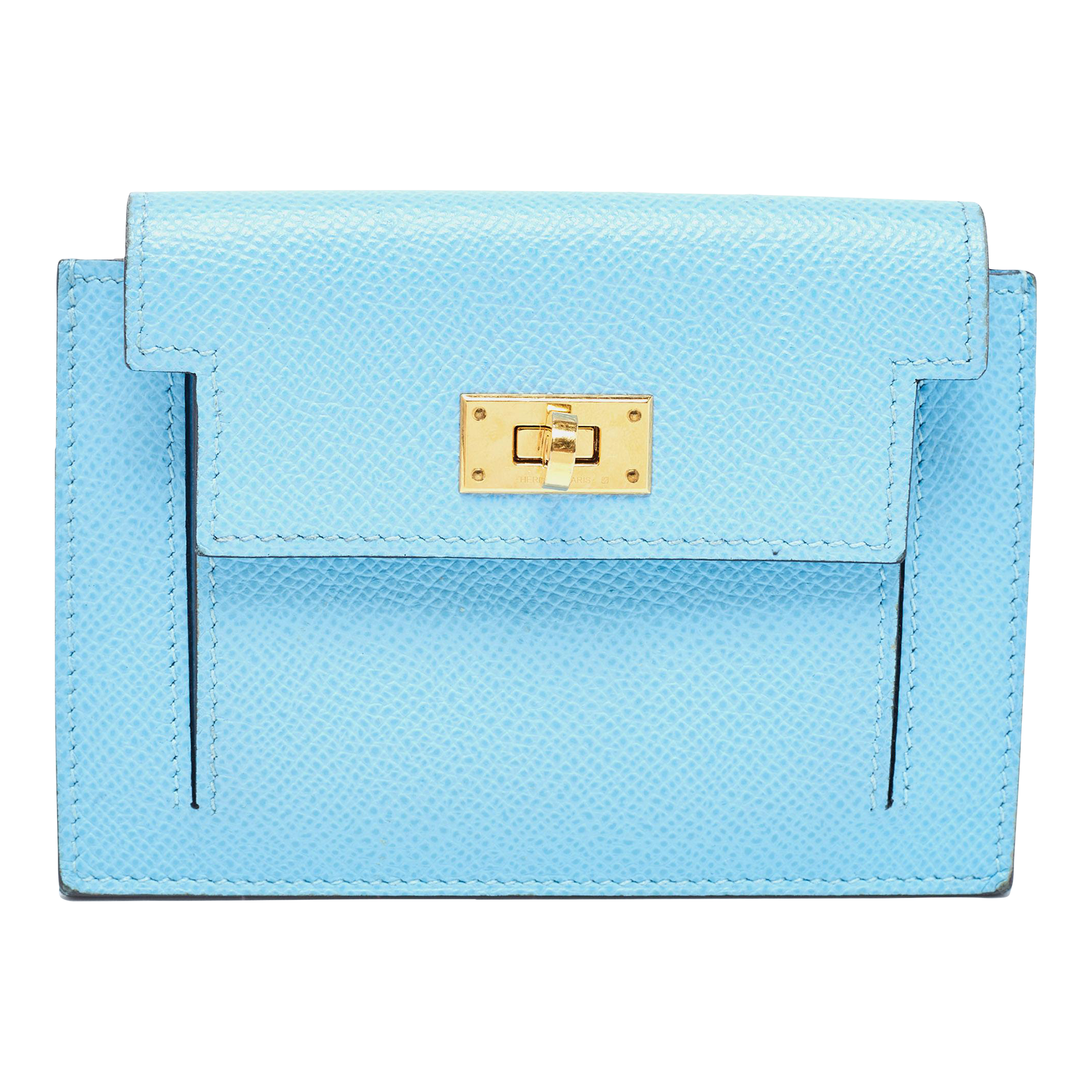 Hermes Celeste Epsom Leather Kelly Pocket Compact Wallet