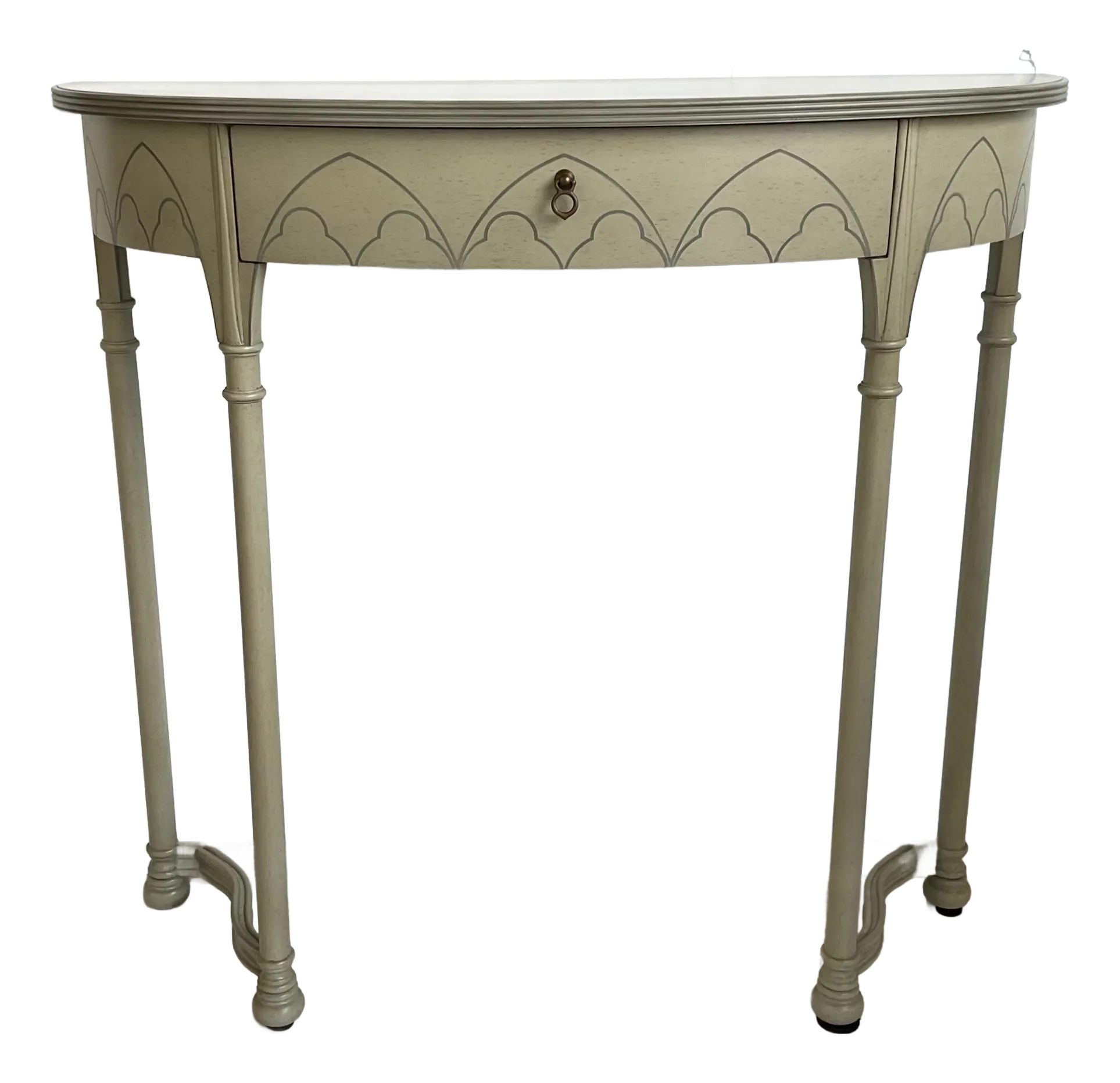 Jonathan Charles Gustavian Style Gothic Demi Lune Console Table