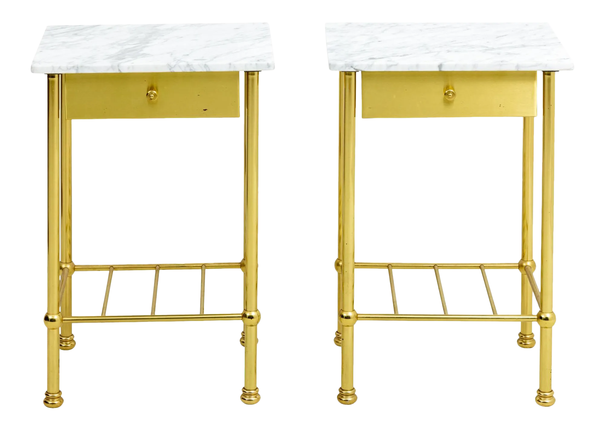 MidCentury Modern Brass and Marble Side Tables a Pair Chairish