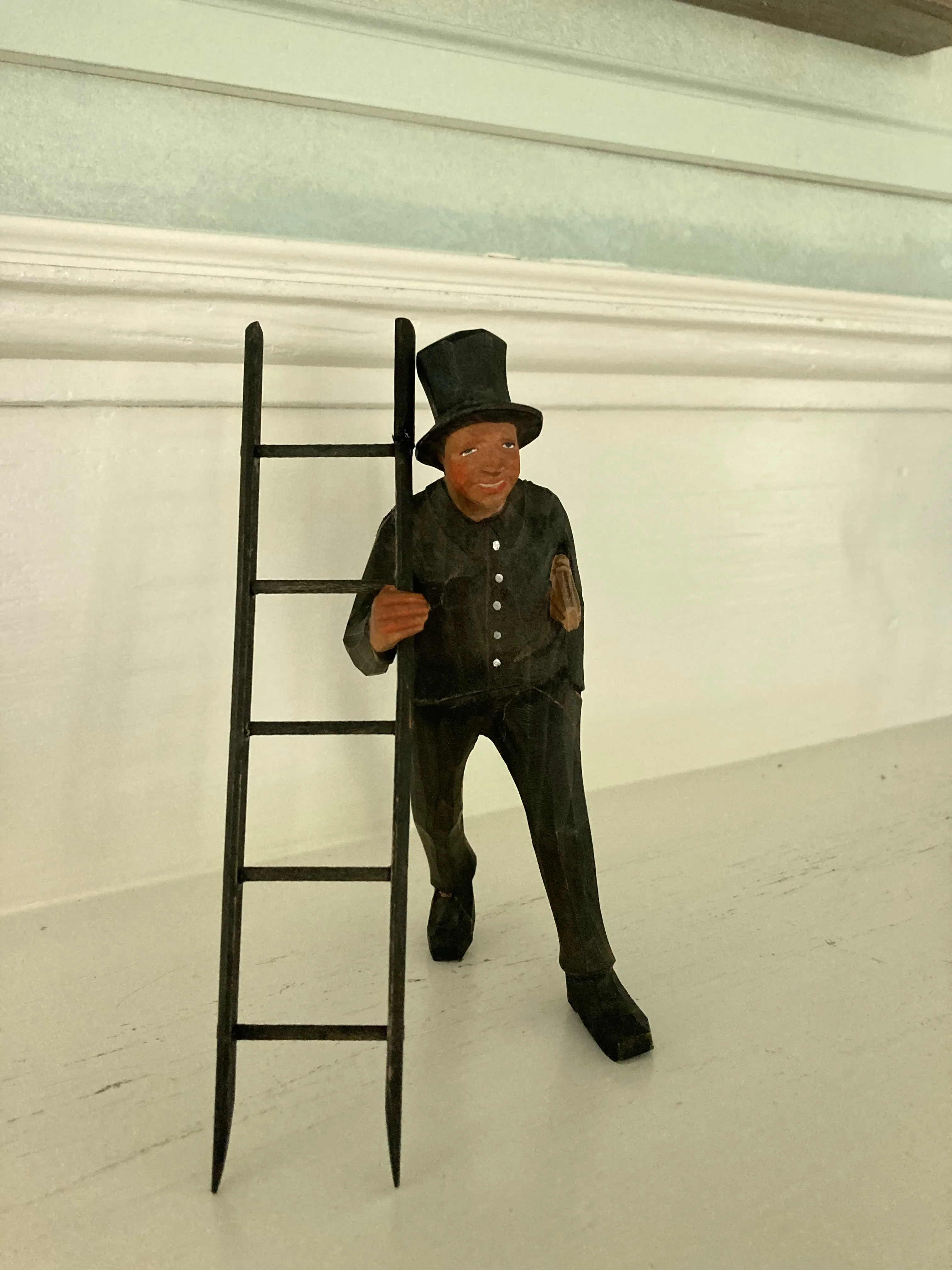 Vintage English Wooden Chimney Sweep Figurine | Chairish