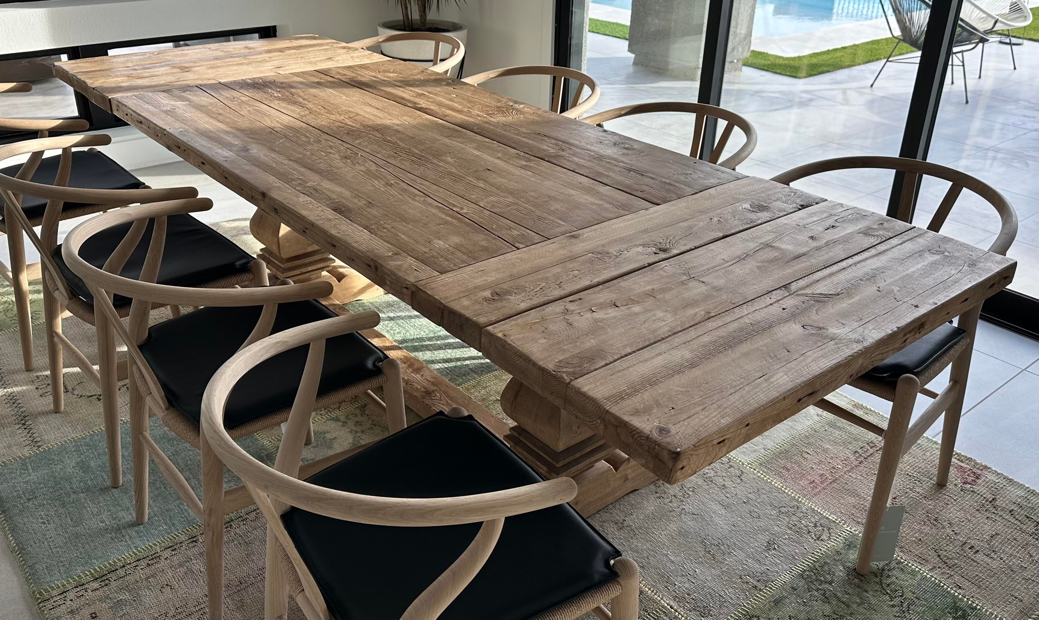 Salvaged wood farmhouse rectangular 2024 extension dining table