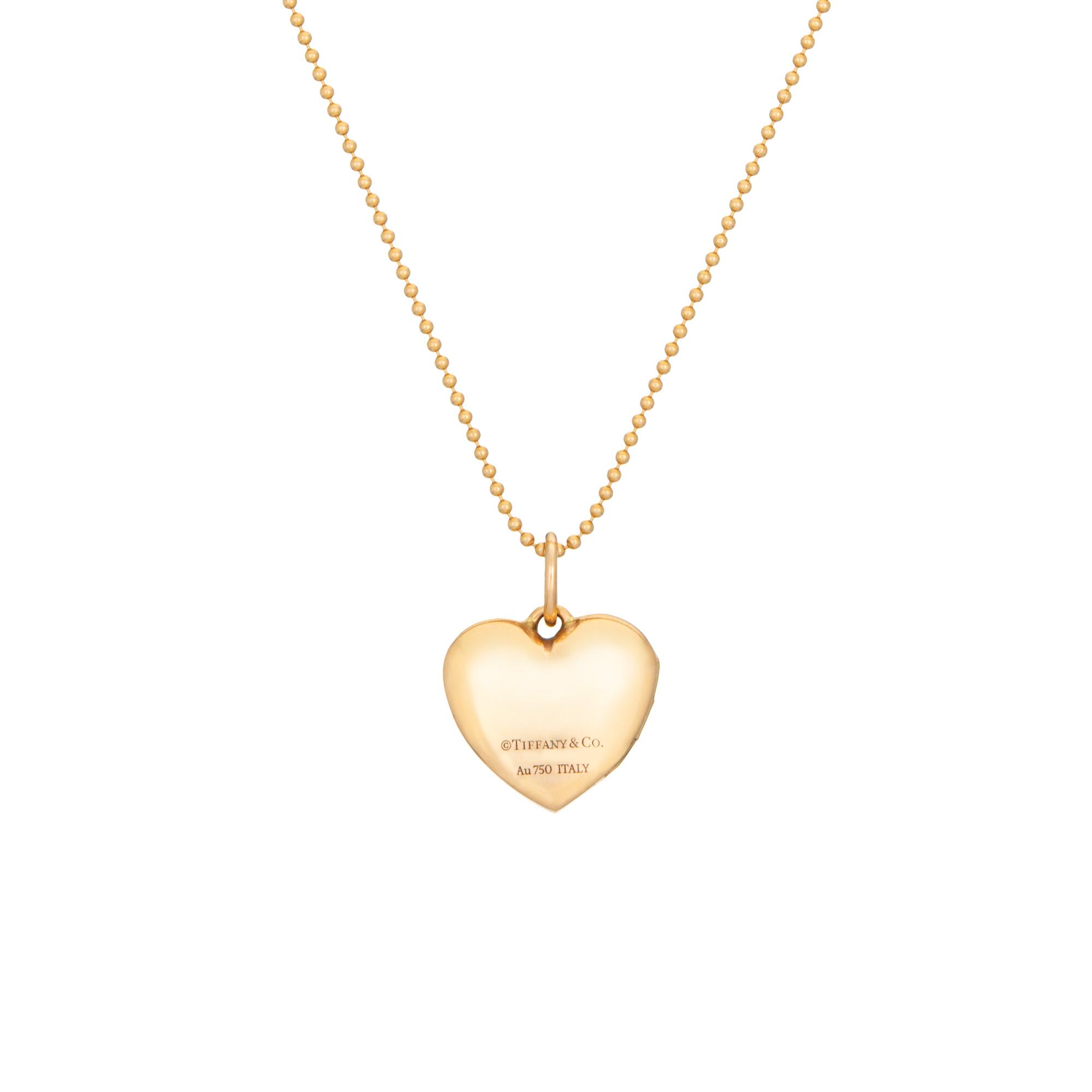 Tiffany Co Diamond Heart Locket Necklace Pendant 18k Rose Gold
