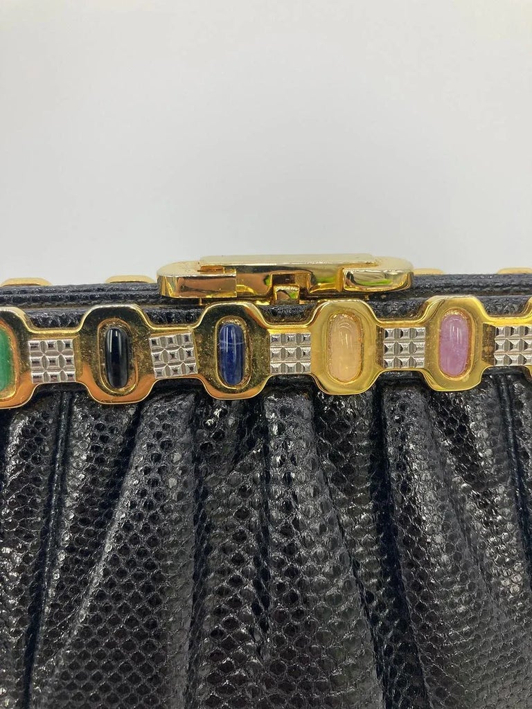 Judith Leiber Multi Color Gemstone Lizard Belt Vintage Judith Leiber Conch Shell Lizard Slide Belt – Recess main image 3