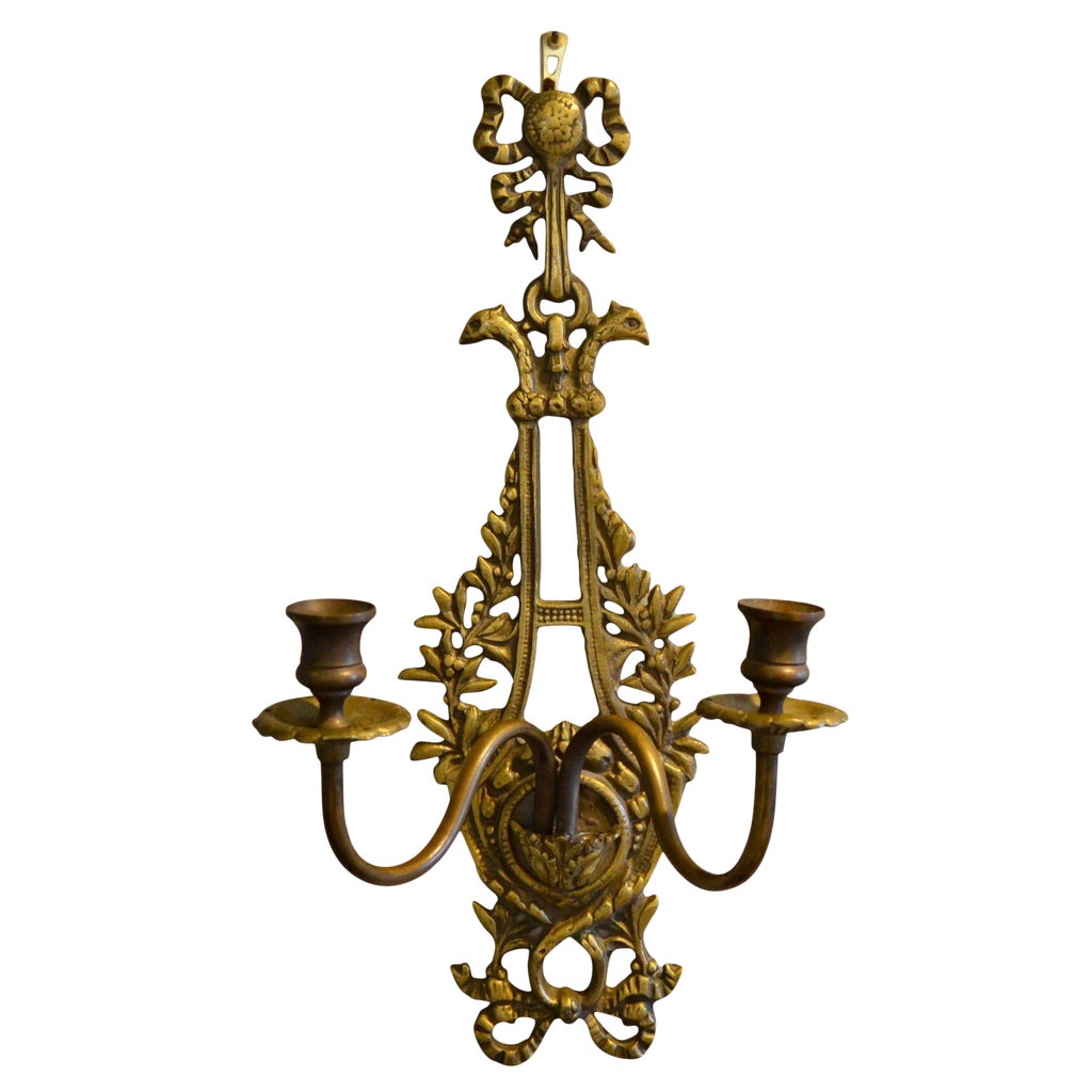 19th Century French Two Candle Brass Sconce | Chairish